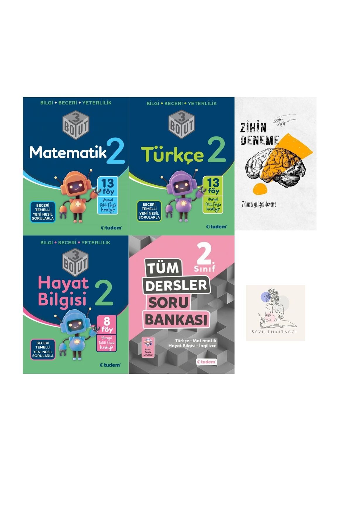 Tudem Yayınları TUDEM 2.SINIF 3BOYUT MAT-TÜRKÇE-HAYAT BİLGİSİ FÖY VE TÜM DERSLER SB-ZİHİNDENEME-SH478