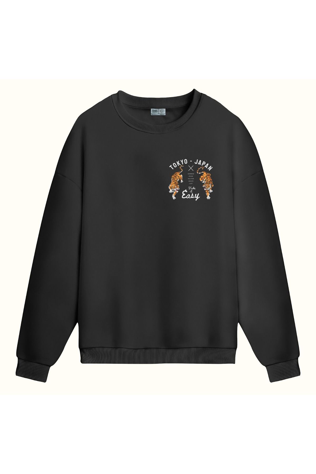 CCwear kaplan ve tokyo japan baskılı bisiklet yaka sweatshirt