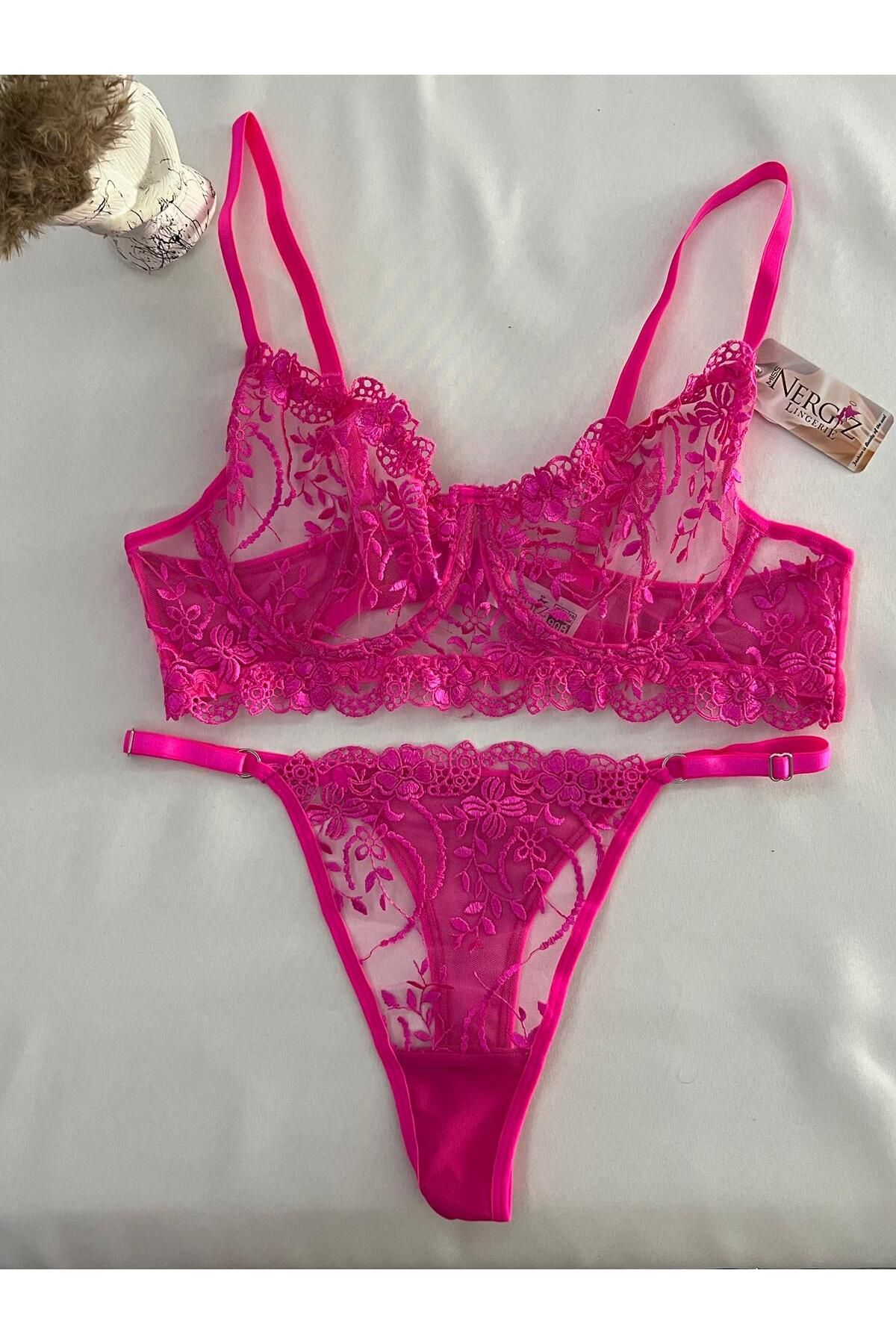 miss nergiz lingerie PEMBE Fantezi Brode Takım