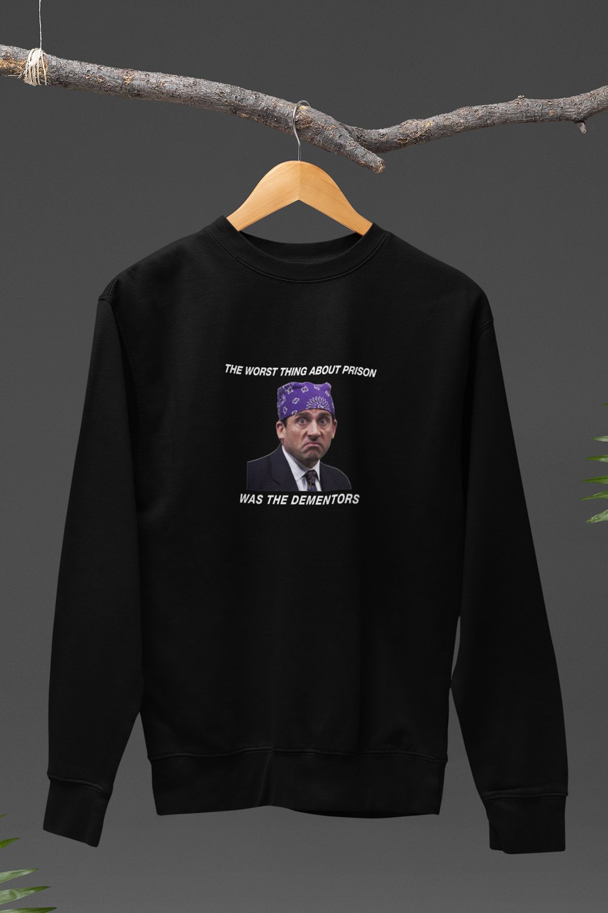 qoeuyl boutique Prison Mike The Office Baskılı Hediyelik Eğlenceli Unisex Bisiklet Yaka Sweatshirt