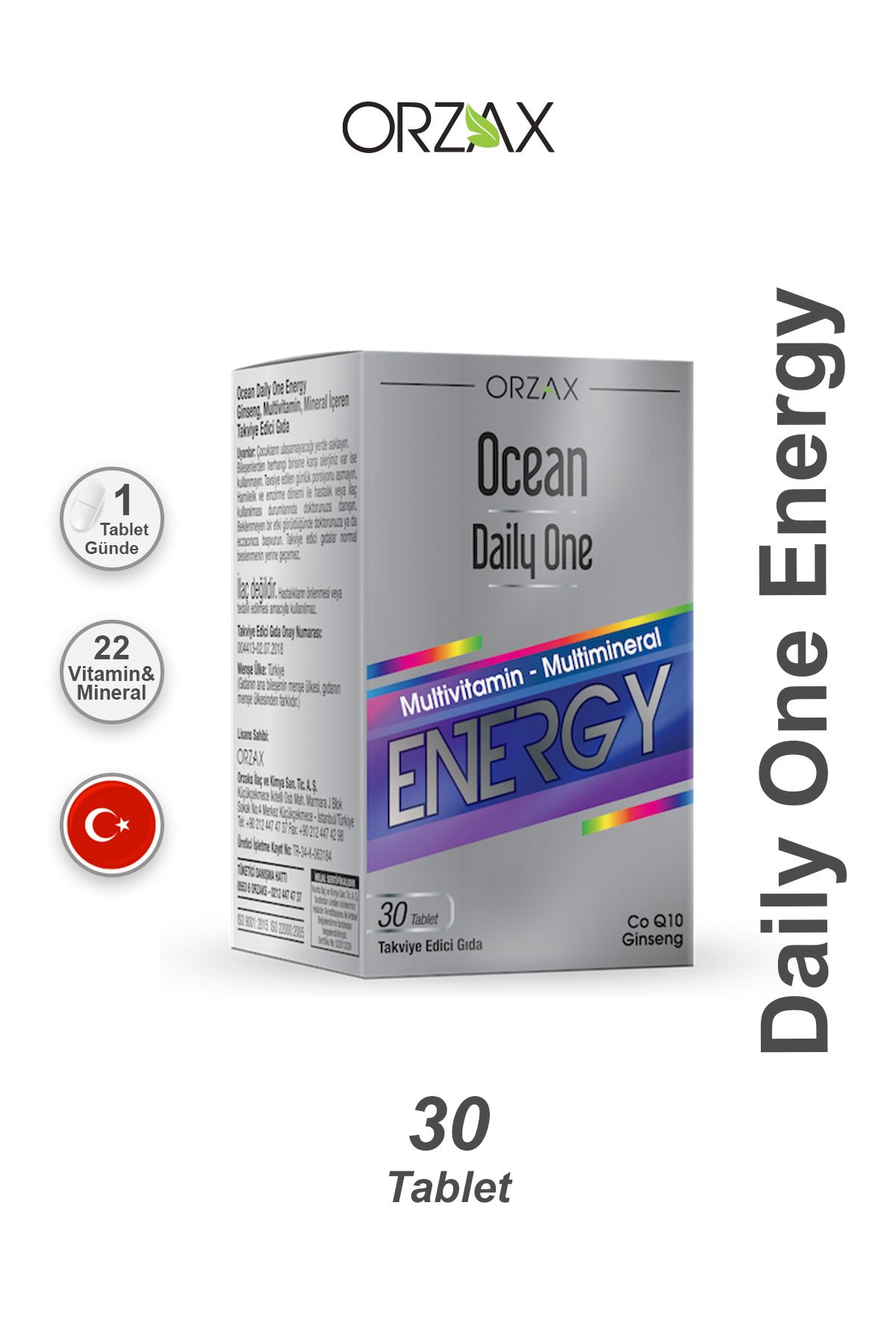 Orzax Ocean Daily One Energy Takviye Edici Gıda 30 Tablet