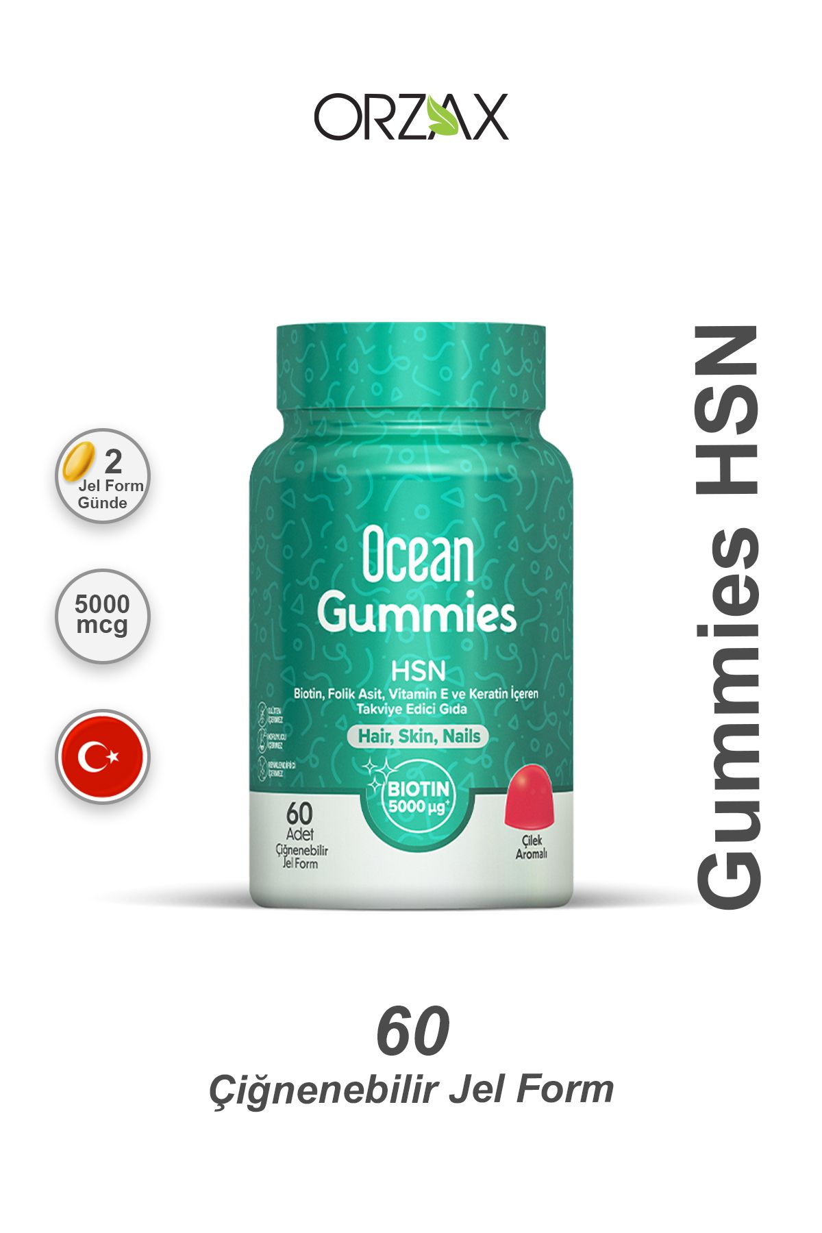 Orzax Ocean Gummies HSN 60 Adet Çiğnenebilir Jel Form