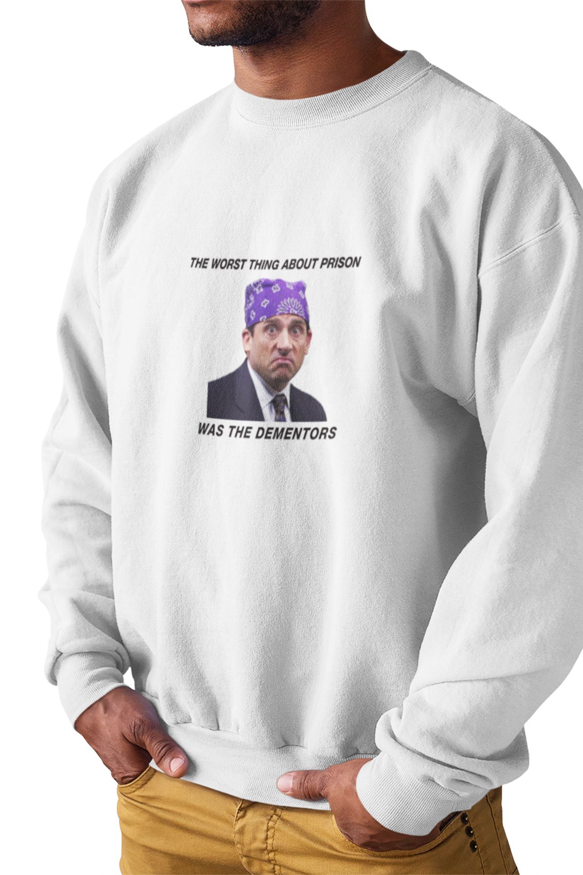 qoeuyl boutique Prison Mike The Office Baskılı Hediyelik Eğlenceli Unisex Bisiklet Yaka Sweatshirt