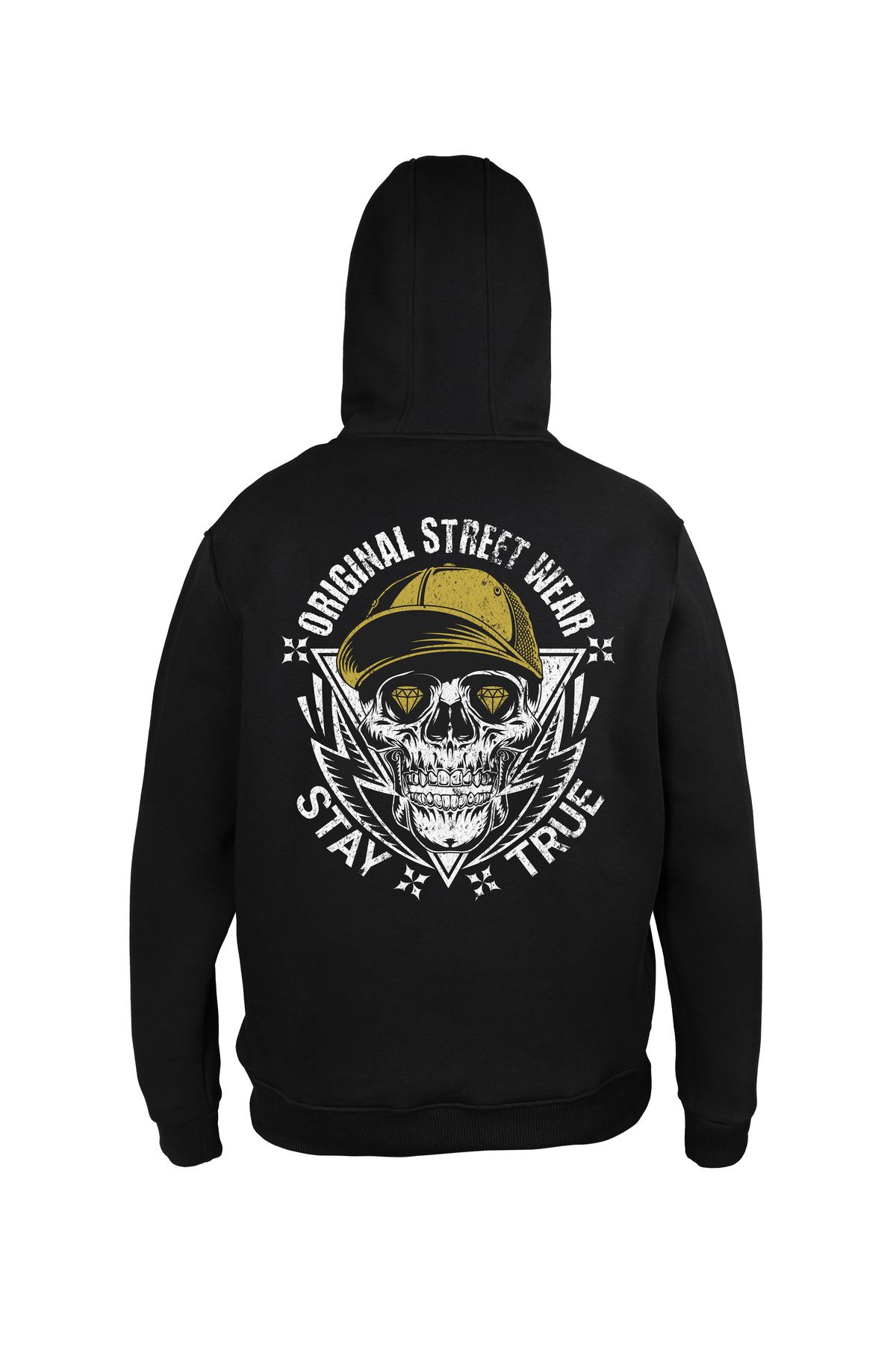 2XB Skull with Cap - Original Streetwear Unisex Oversize Kapüşonlu Sweatshirt