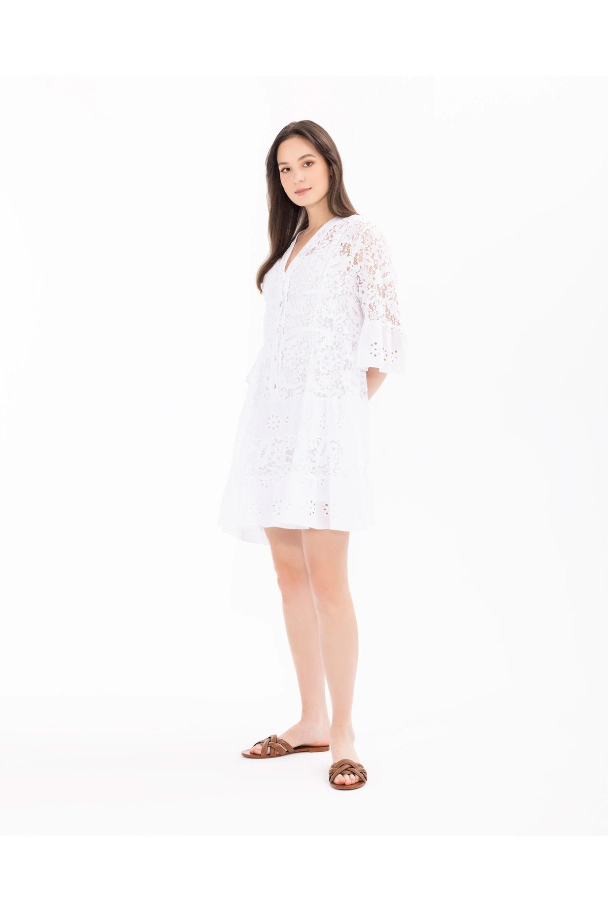 SEÇİL-V-Neck Patterned Dress 3