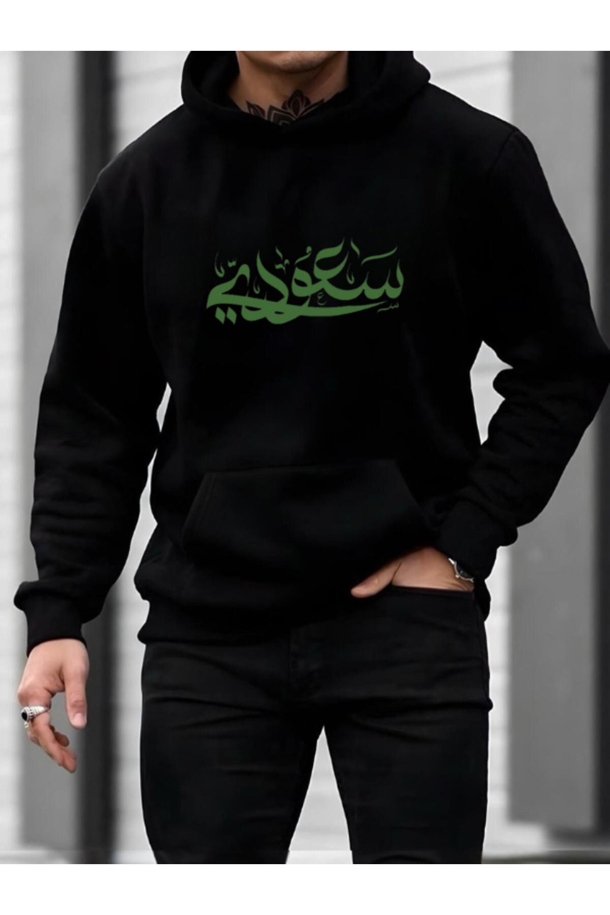 EFFRENATU Baskılı suodi Kapüşonlu Hoodie Kışlık Sweatshirt Oversize Kalın 3 iplik