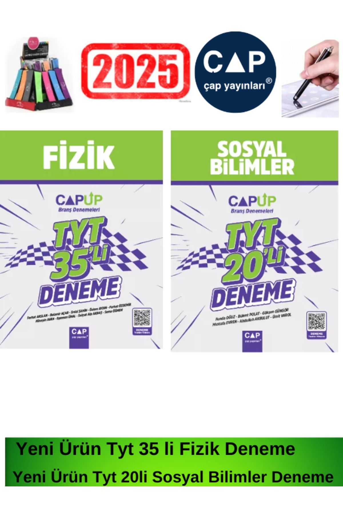 Çap Yayınları Çap Up 2025 Tyt Fizik35-Sosyal20 li  Branş Deneme Seti+Kalem+Lastikli Kalemlik