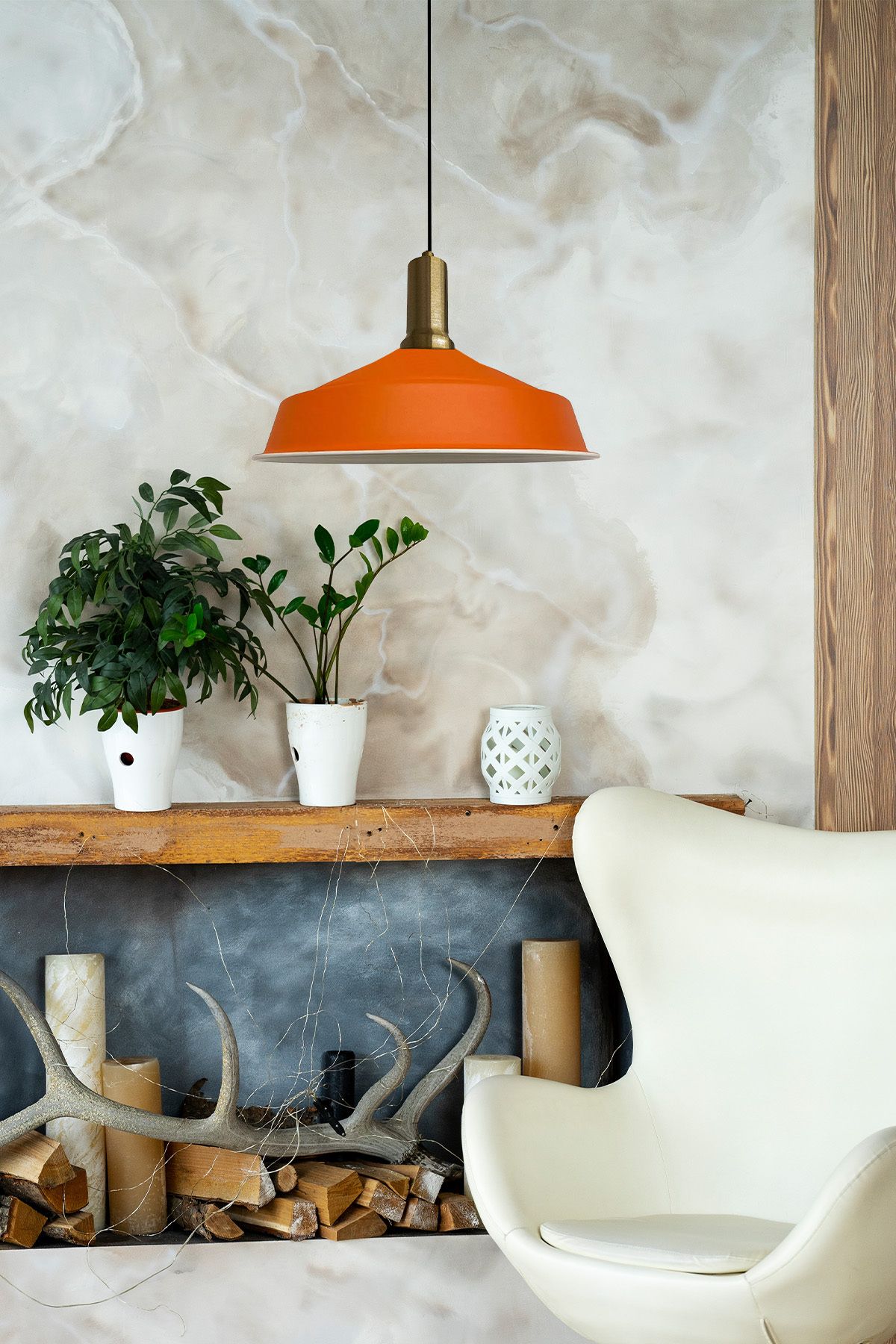 Bamyum-Asletl 40 cm Hängelampe Metall E27 Orange 3