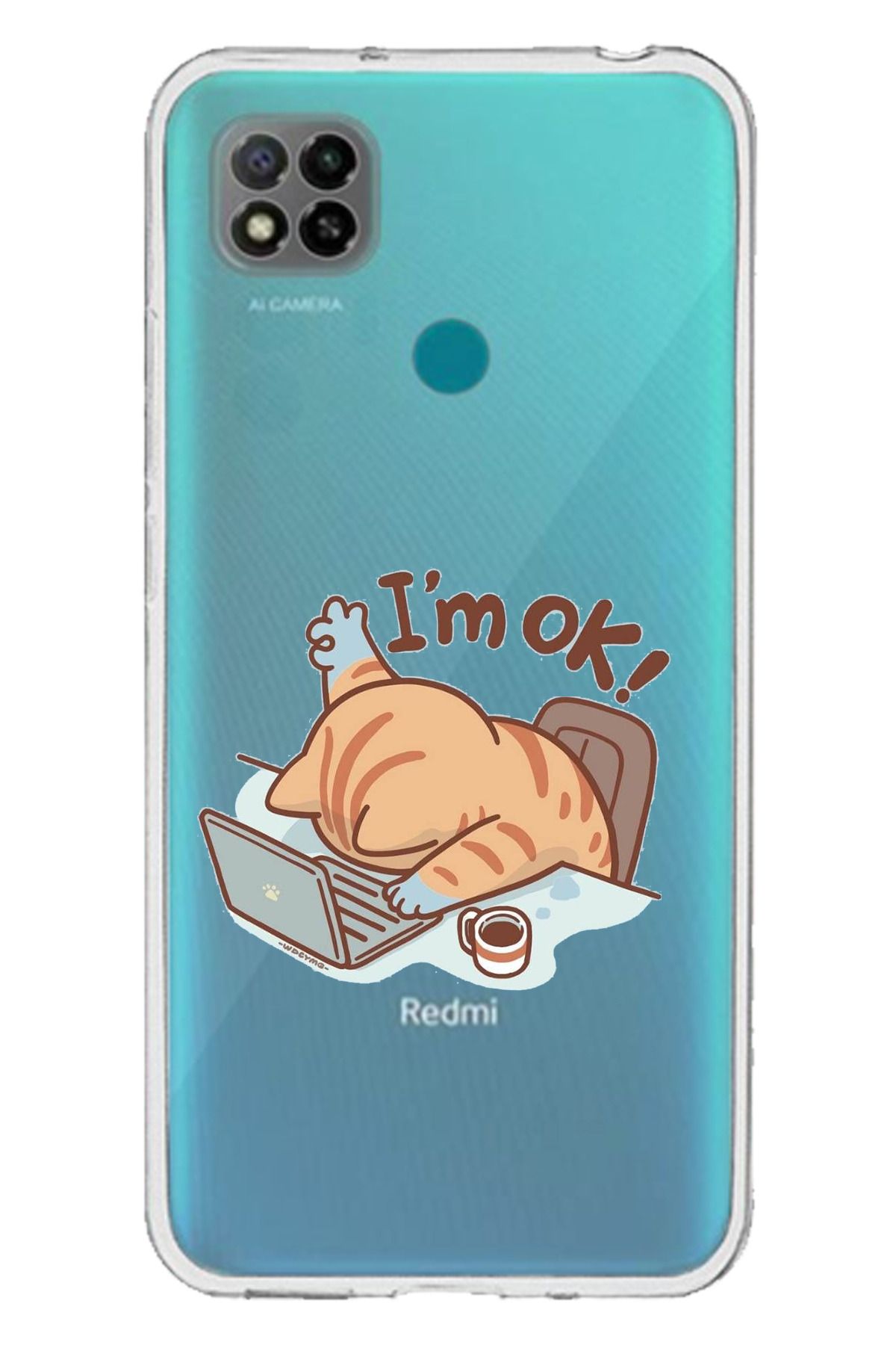 TechTree Redmi 9C / 10A Uyumlu I'm OK i am OK Kedi Tasarımlı Şeffaf Silikon Kılıf