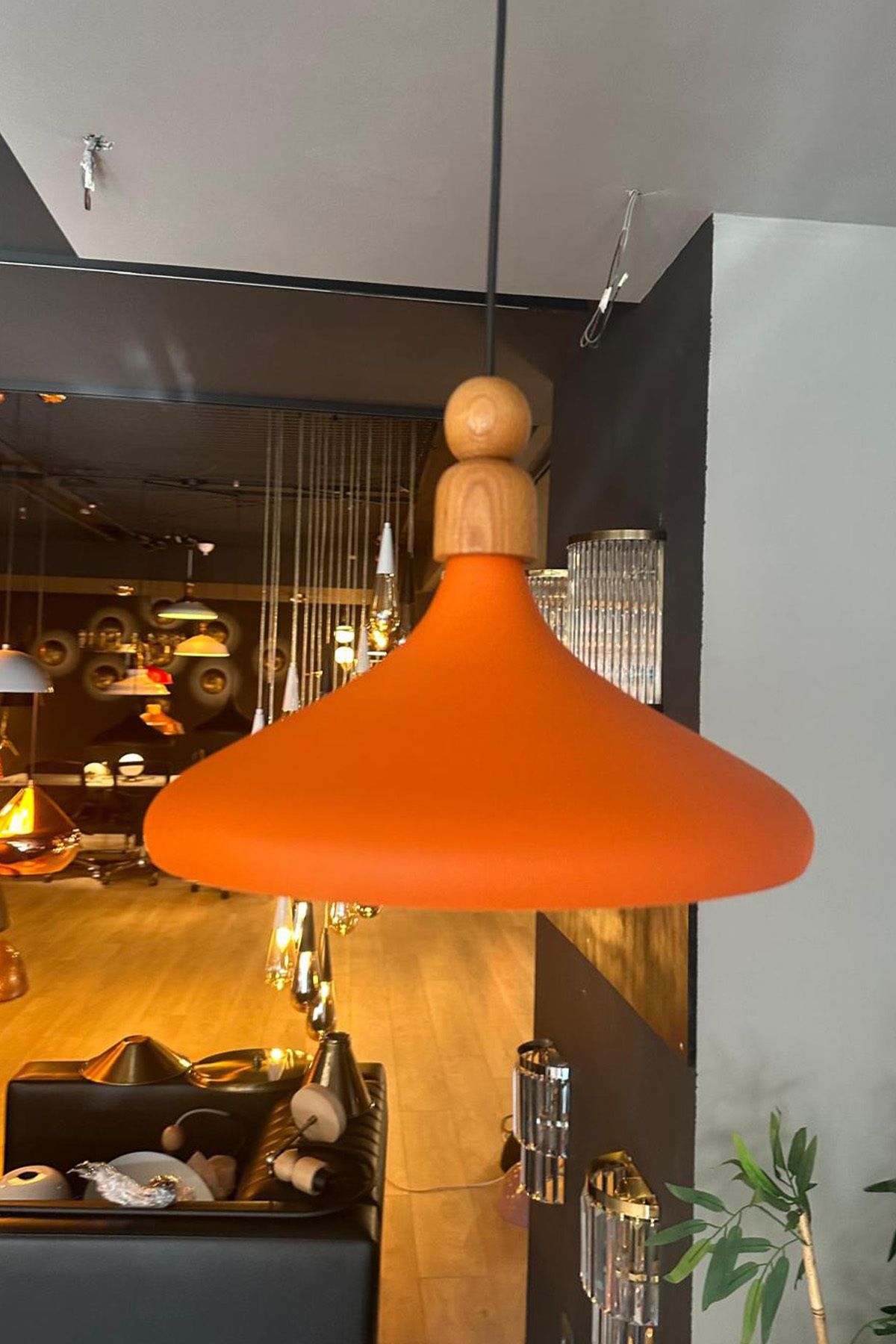 Bamyum-Champion 35 cm Hängelampe Metall E27 Orange 5