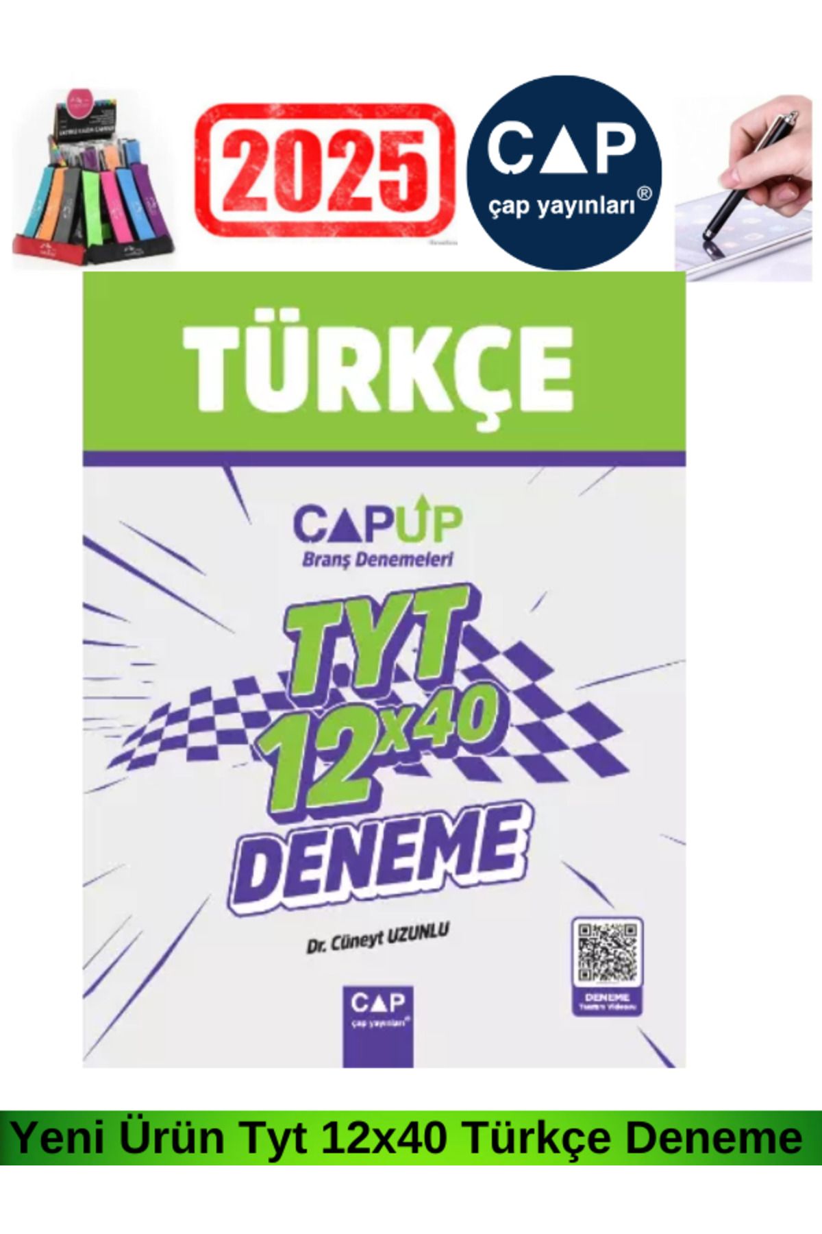 Çap Yayınları Çap Up 2025 Tyt Türkçe 12x40 Branş Denemesi+Android Kalem+Lastikli Kalemlik