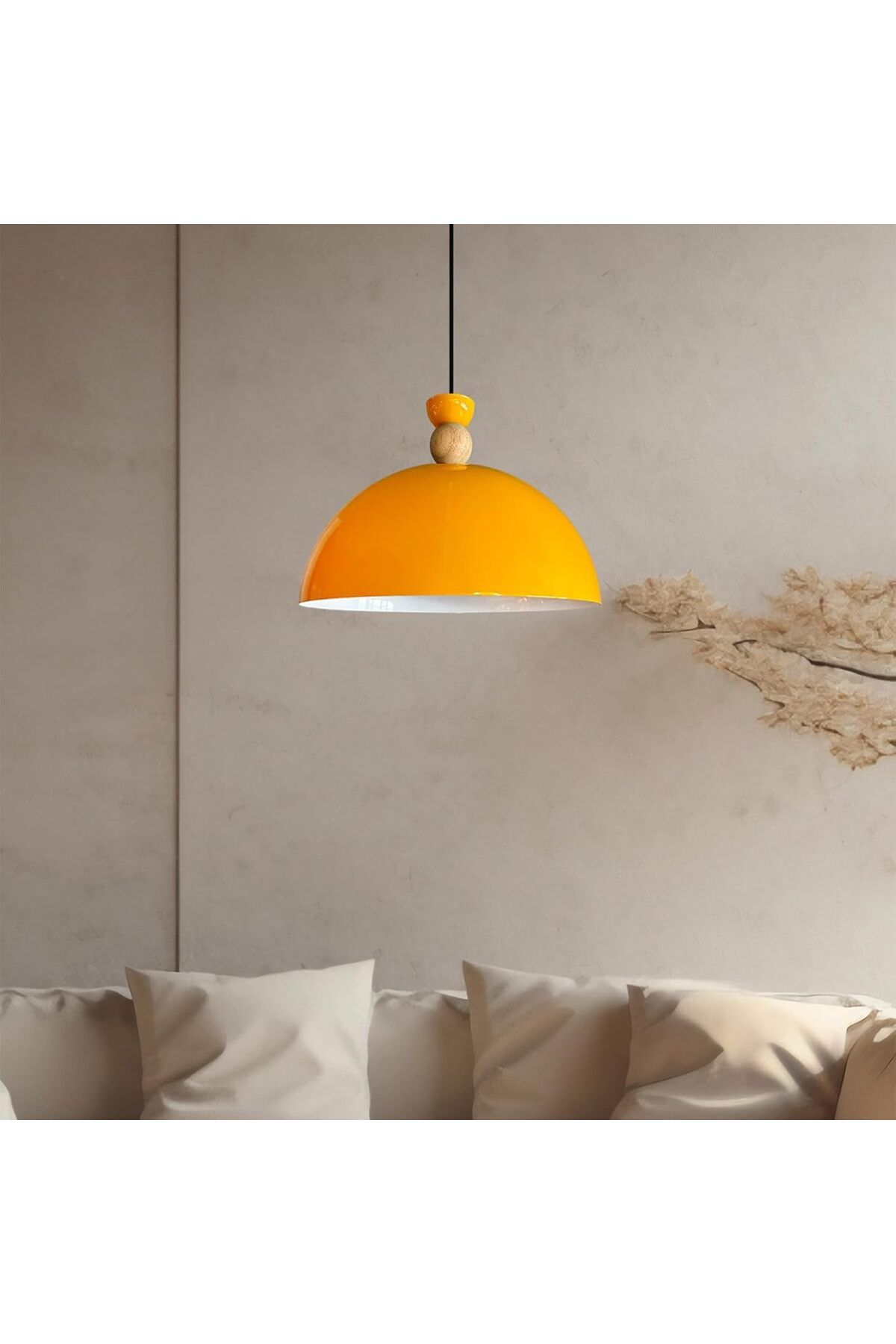 Bamyum-Yimpi Küchenlampe Hängend Vintage Ø30 cm, Hängelampe Küche Gelb 5