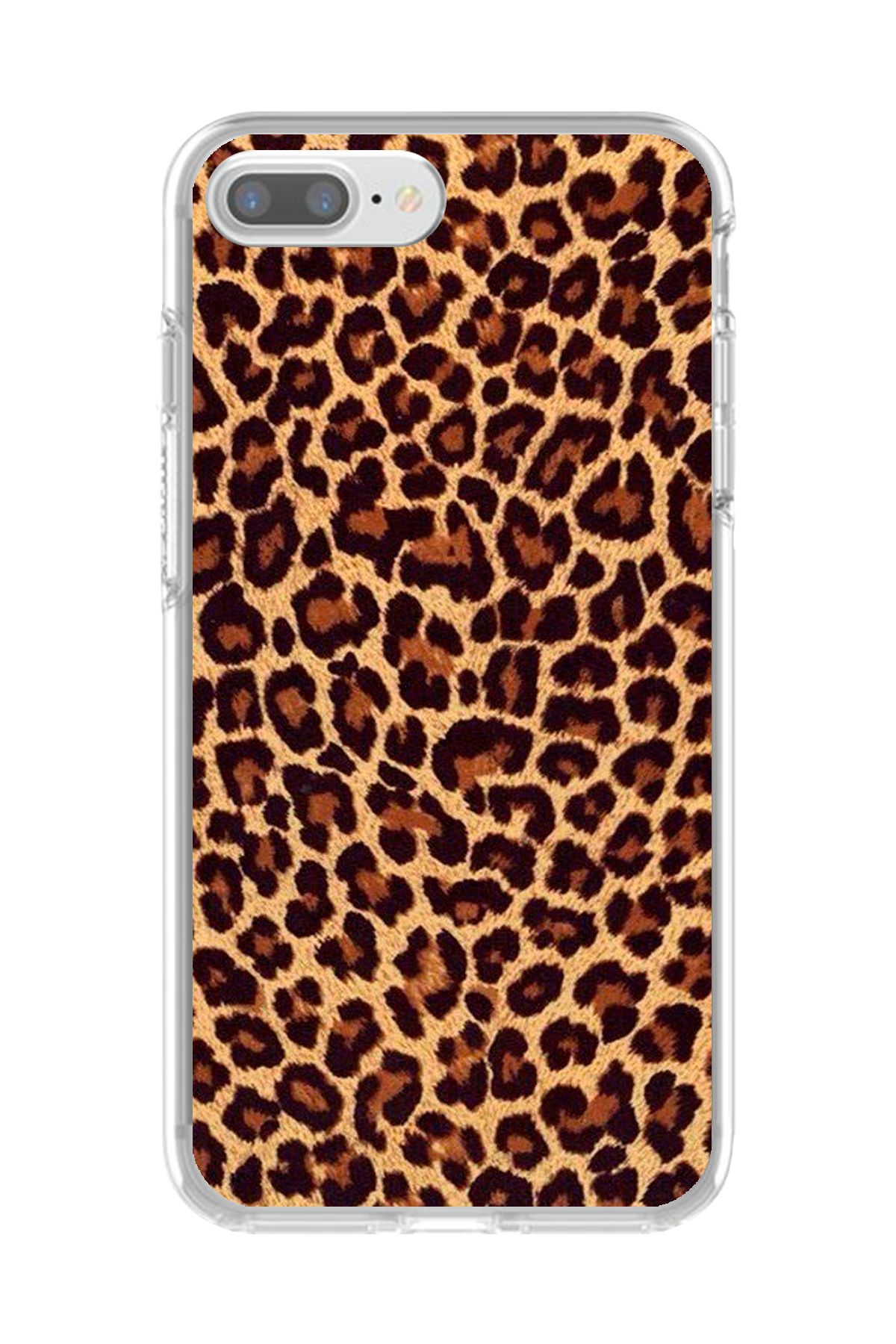 Dali Design iPhone 8 Plus Uyumlu Şeffaf Kılıf Leopar Tasarımlı 1