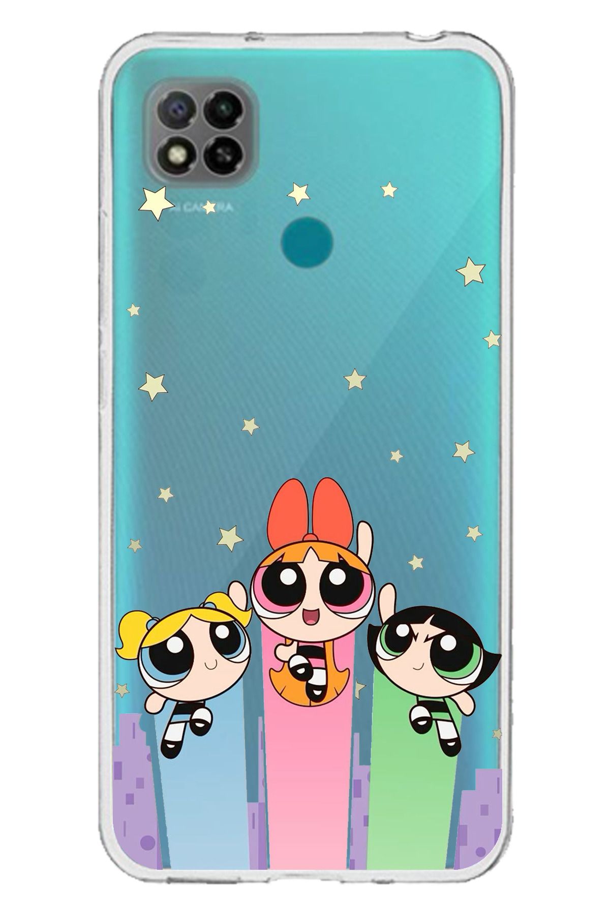 TechTree Redmi 9C / 10A Uyumlu Powerpuff Girls Tasarımlı Şeffaf Silikon Kılıf