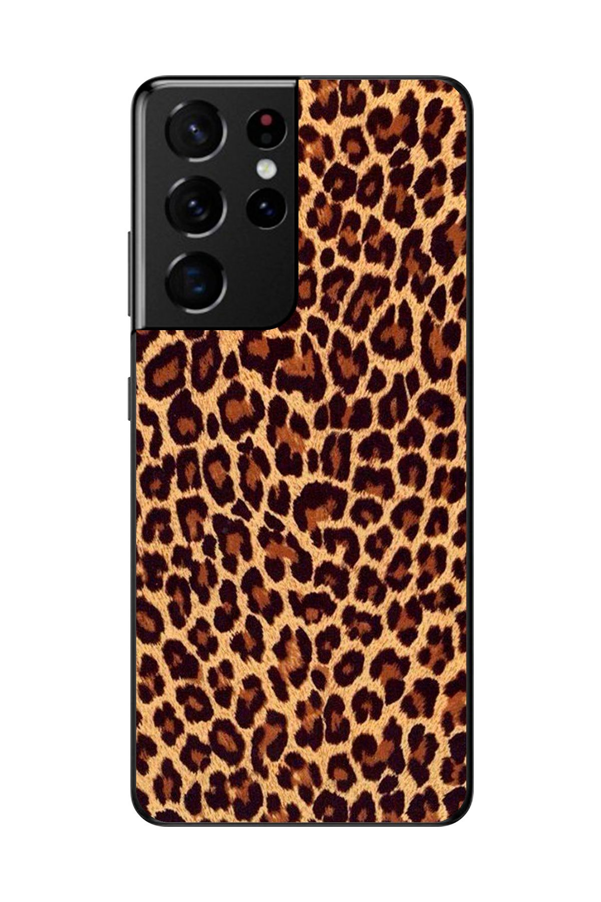 Dali Design Samsung Galaxy S21 Ultra Uyumlu Şeffaf Kılıf Leopar Tasarımlı 1