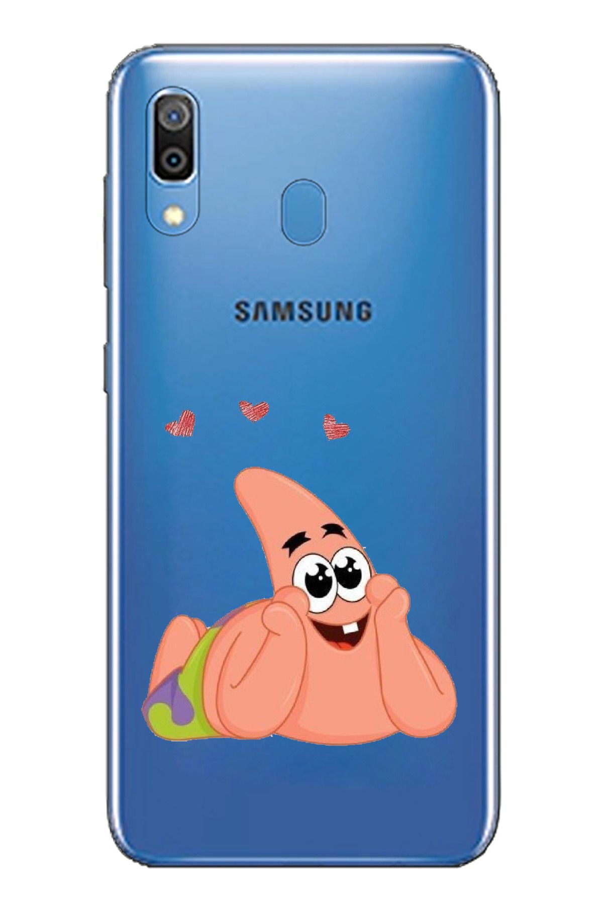 TechTree SAMSUNG Galaxy A20 / A30 Uyumlu Patrick Yıldız Aşk Tasarımlı Şeffaf Silikon Kılıf