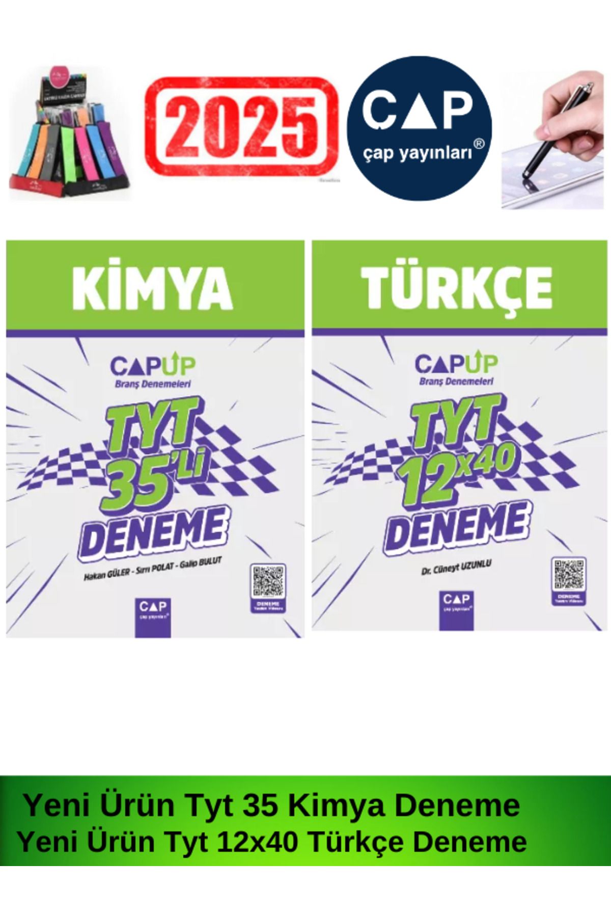 Çap Yayınları Çap Up 2025 Tyt Kimya35-Türkçe12x40 Branş Deneme Seti+Kalem+Lastikli Kalemlik