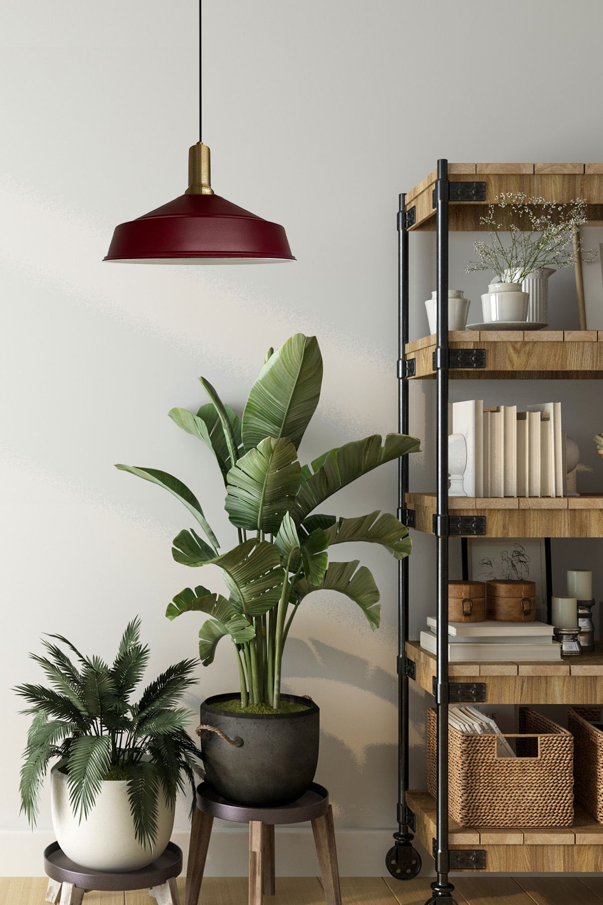 Bamyum-Asletl 40 cm Hängelampe Metall E27 Burgundisch 3