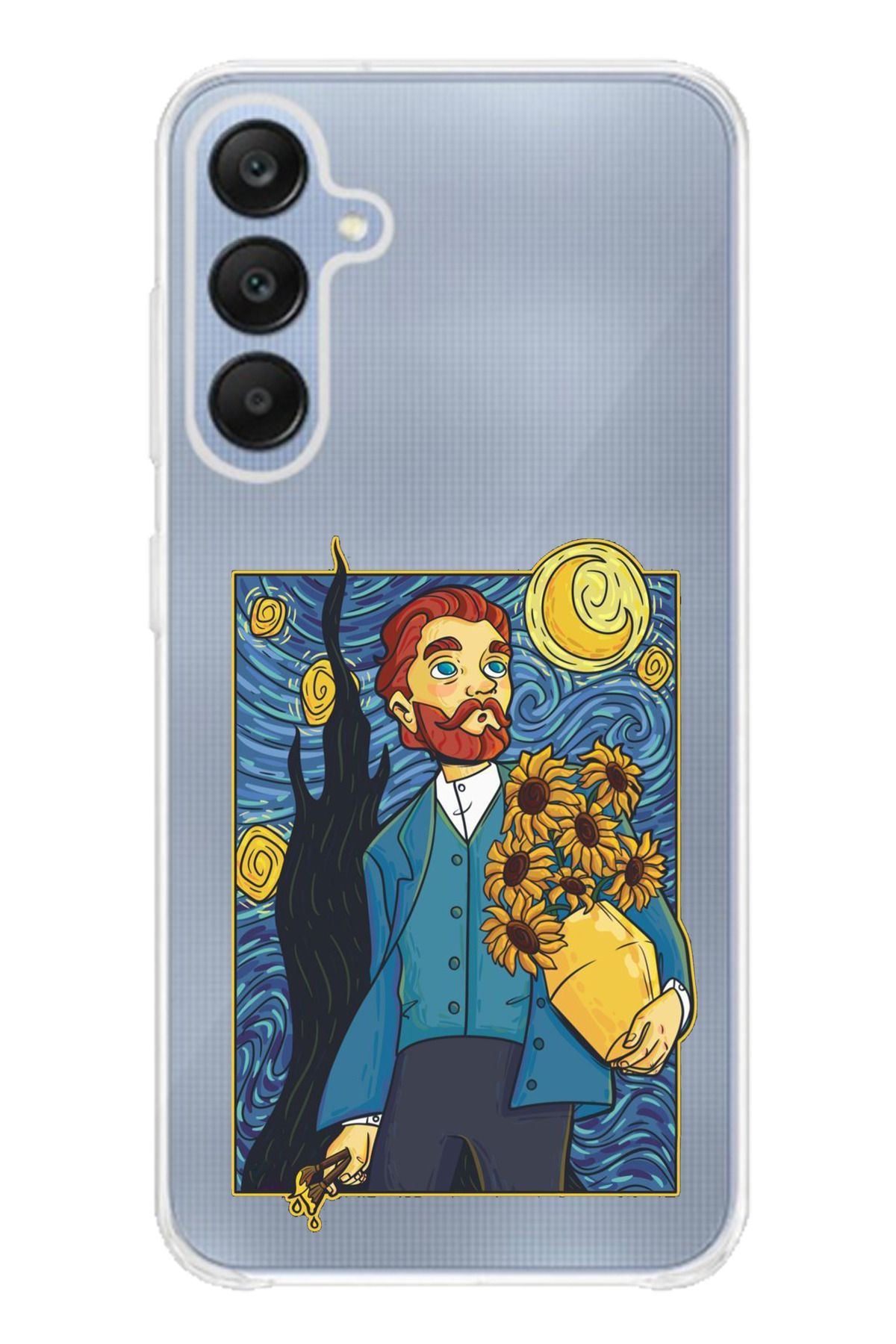 TechTree SAMSUNG Galaxy A25 Uyumlu Van Gogh Portre Tasarımlı Şeffaf Silikon Kılıf