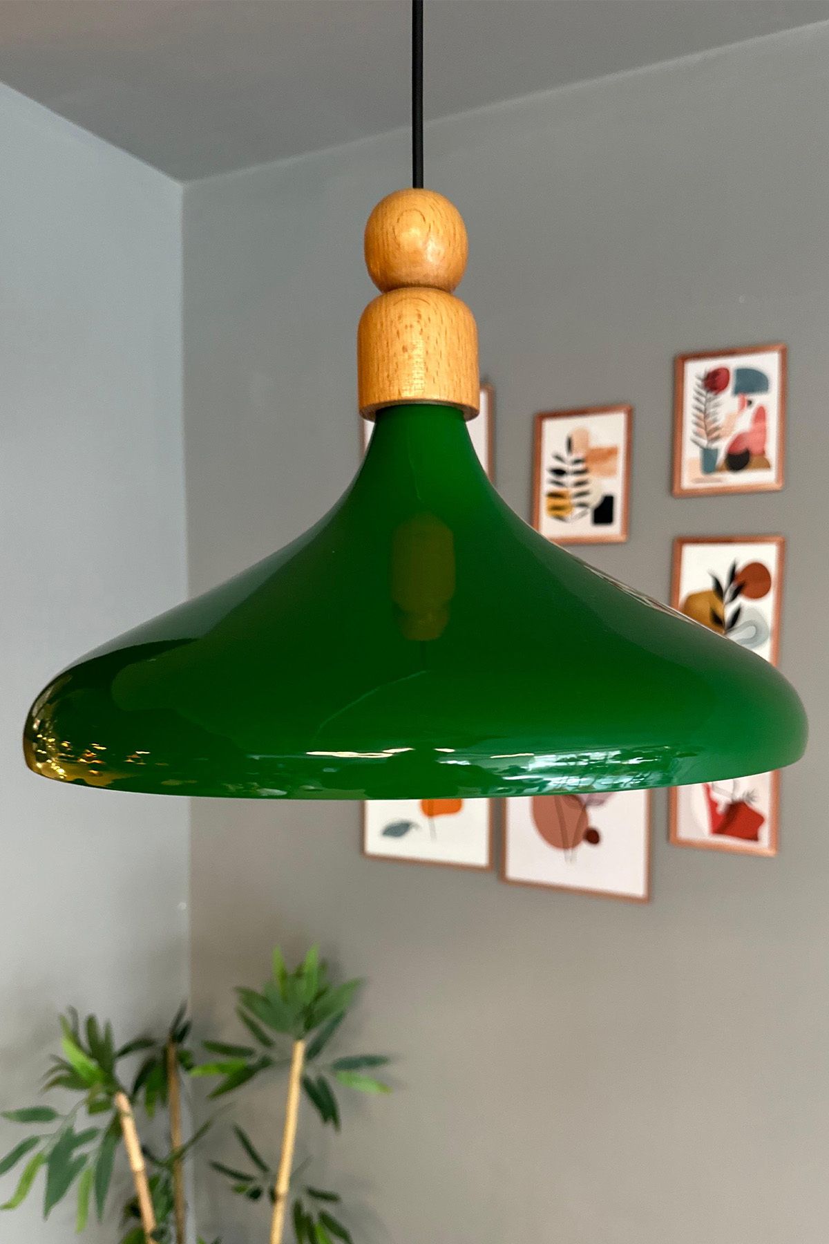Bamyum-Champion 35 cm Hängelampe Metall E27 Grün 5