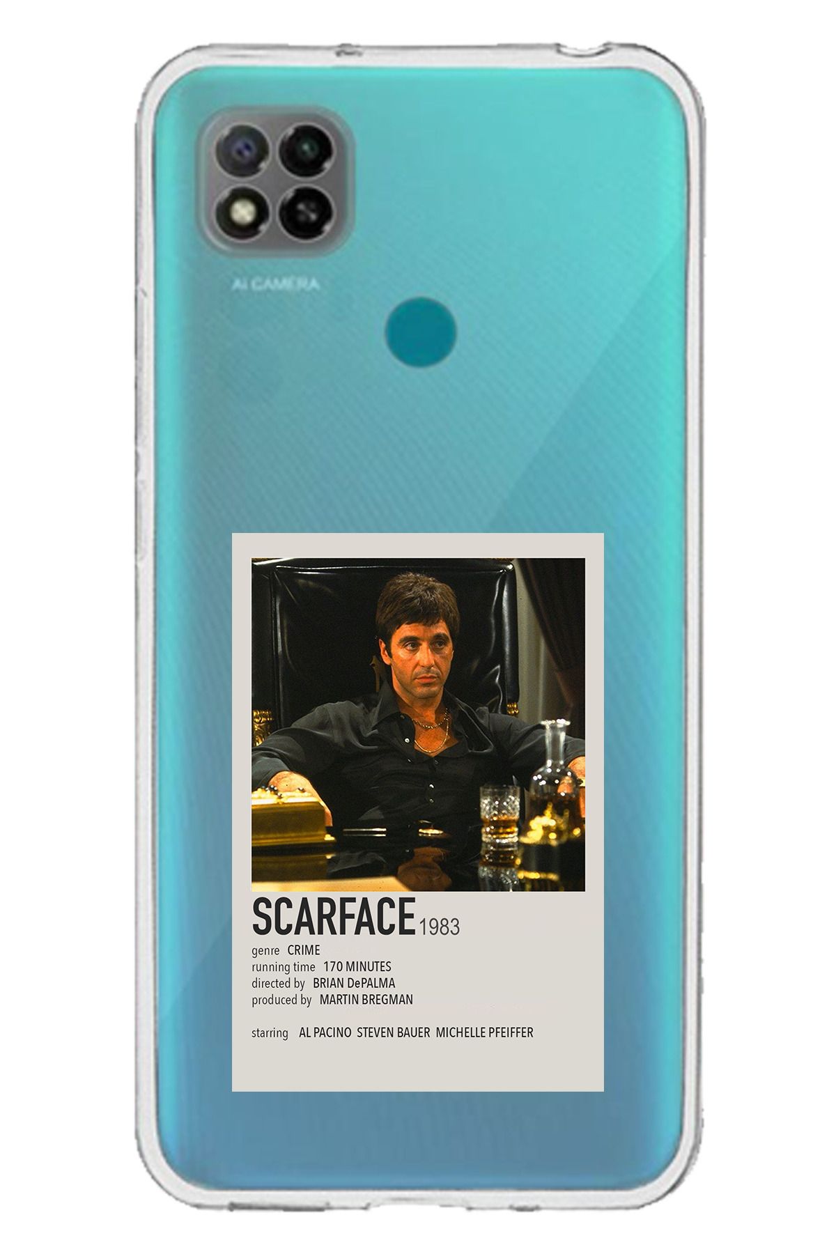 TechTree Redmi 9C / 10A Uyumlu Scarface Mini Poster Tasarımlı Şeffaf Silikon Kılıf