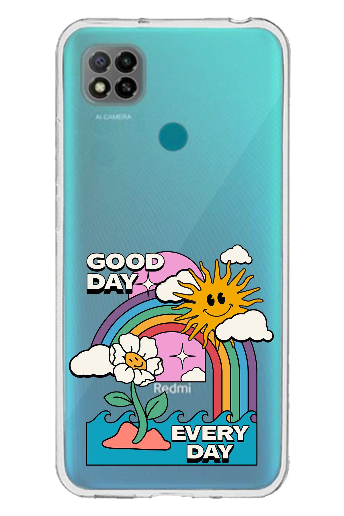 TechTree Redmi 9C / 10A Uyumlu Good Day Every Day Tasarımlı Şeffaf Silikon Kılıf