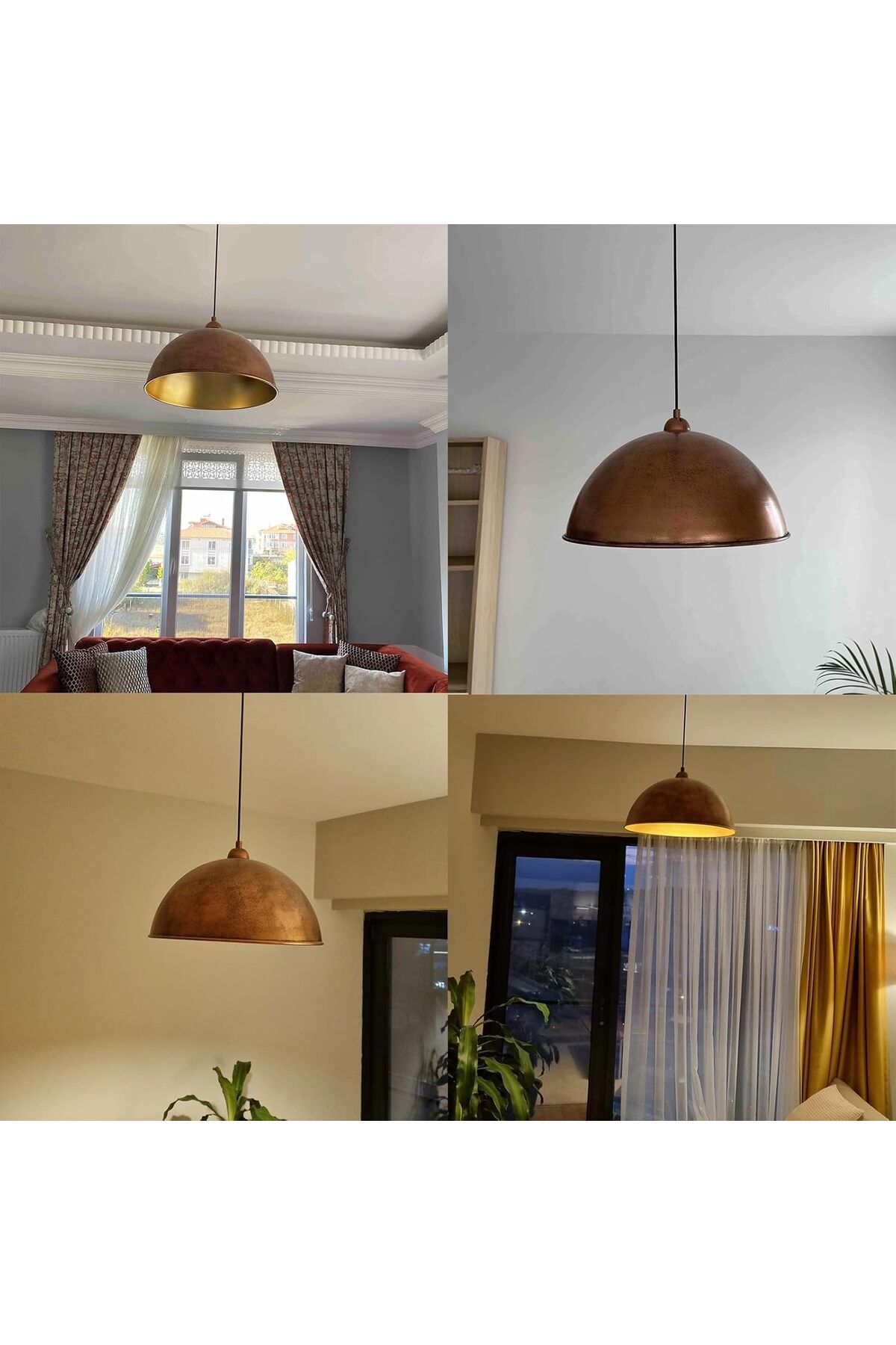 Bamyum-Lipeo 30 cm Hängelampe Metall E27 Kupferfarbe 2 Flammige 2