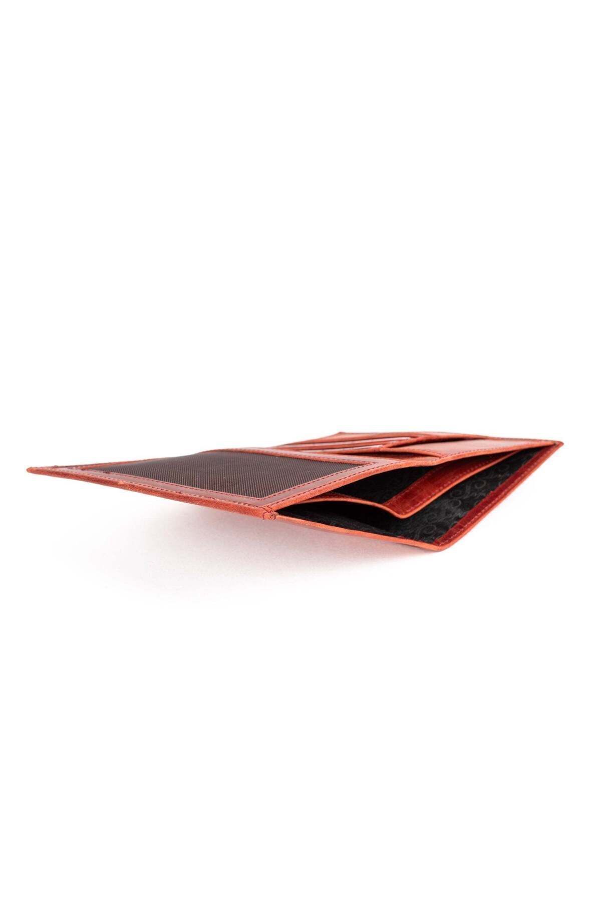 Ignis Craft-Red Genuine Leather Rfid Passport Wallet - Minimalist Voyager Carnelian 5