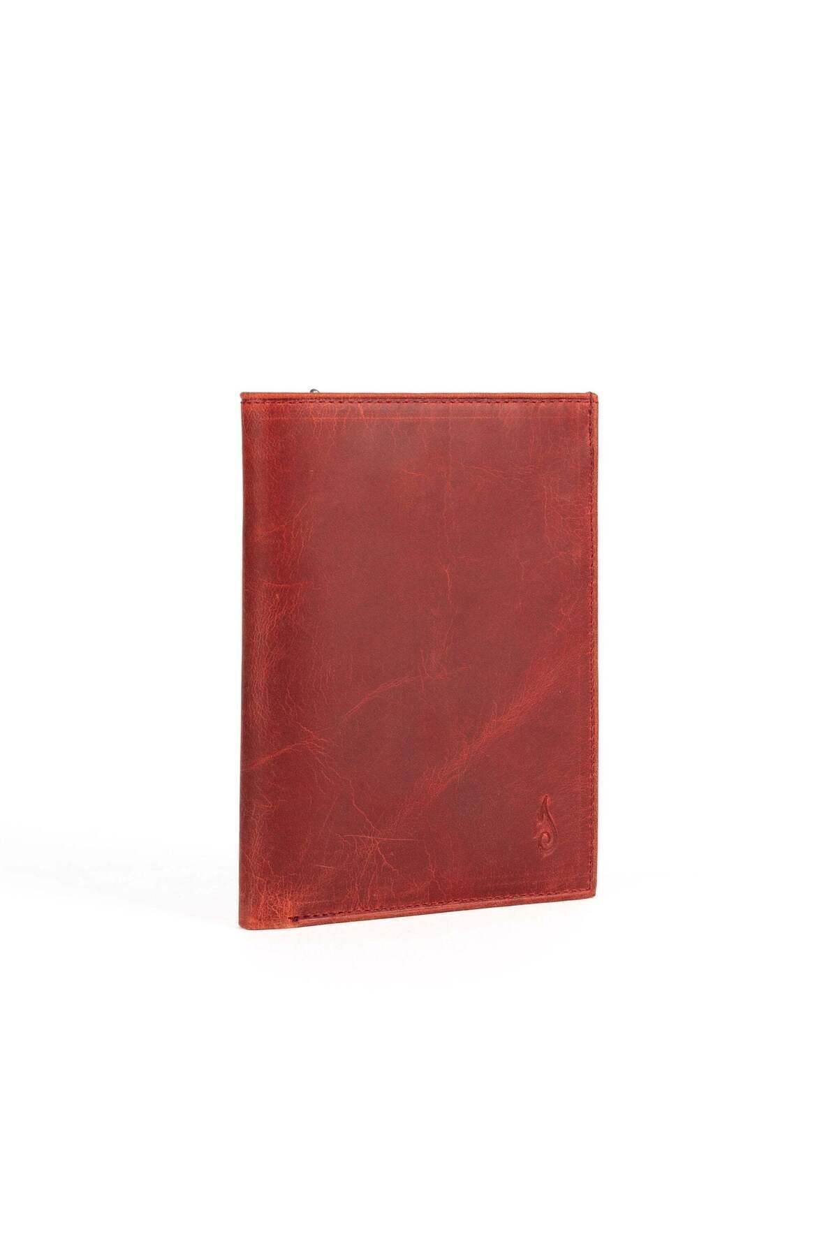 Ignis Craft-Red Genuine Leather Rfid Passport Wallet - Minimalist Voyager Carnelian 4