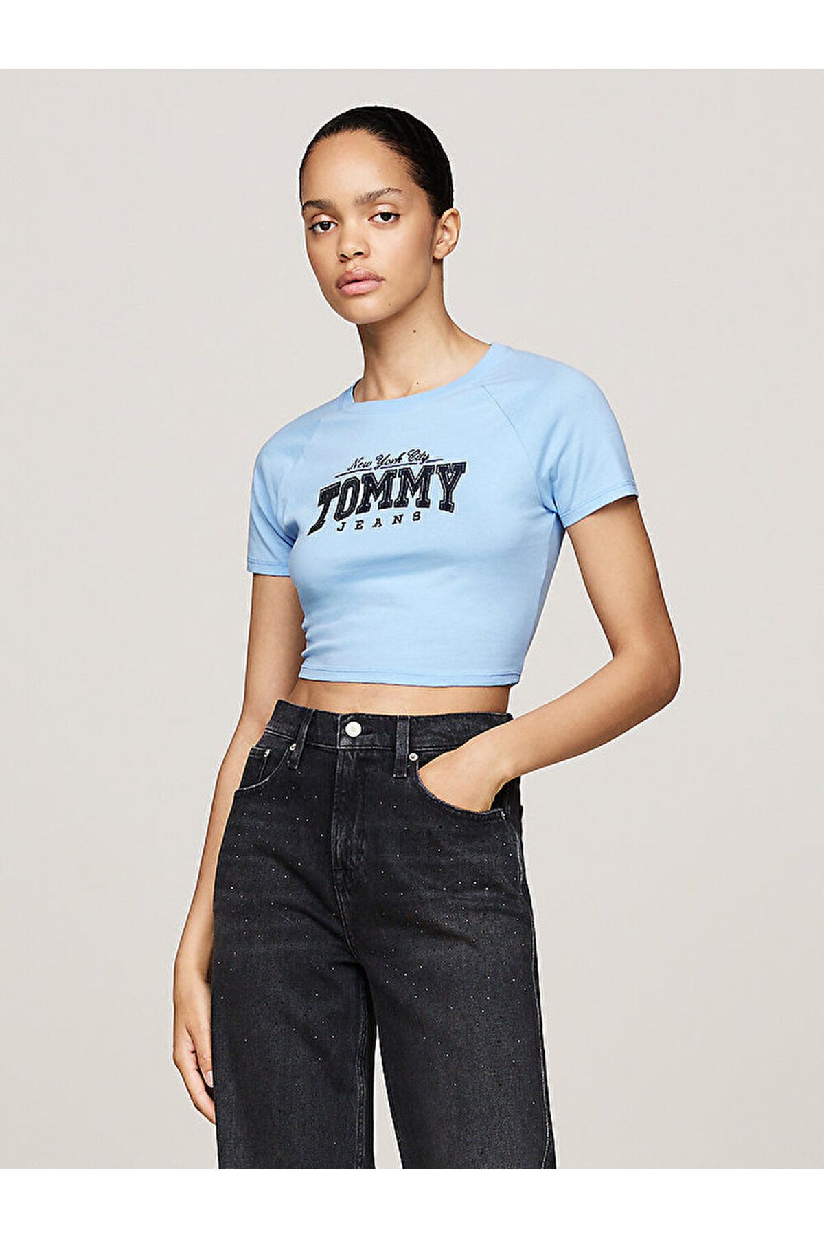 Tommy Hilfiger Glitter Logo Slim Crop Top