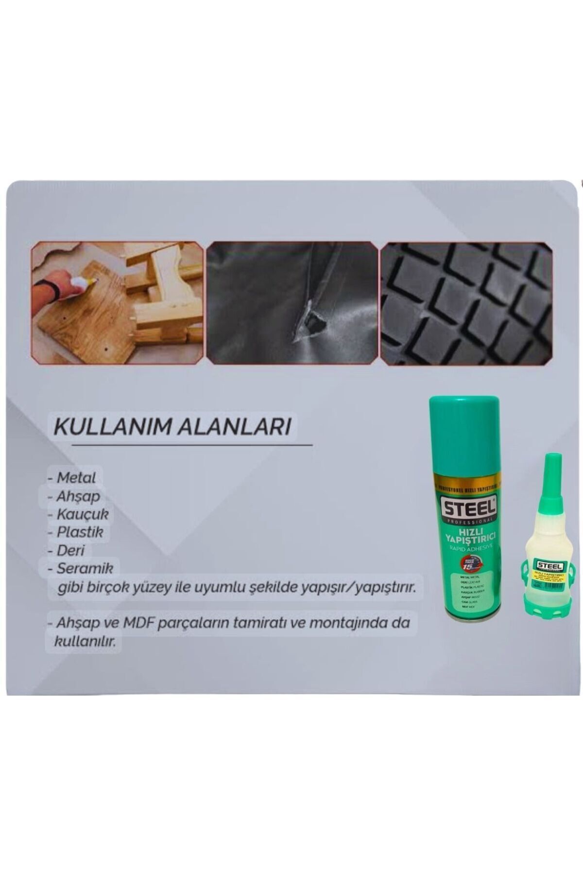 Anoffel Hızlı Yapıştırıcı Spreyli 100 ml 2 Adet Activatör Spreyli Mdf Japon Yapıştırıcı Seti Genel Amaçlı Pr