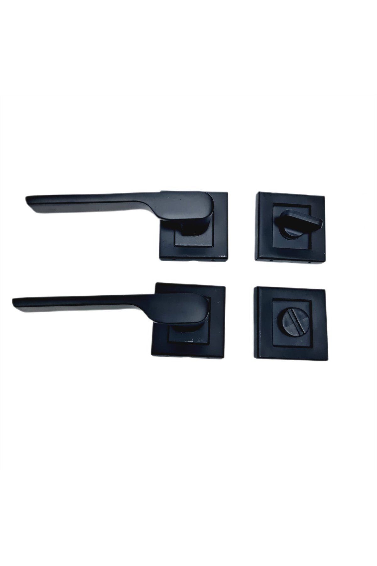 Nobel-Wc Door Handle with Square Badge Max Turquoise - Matte Black, 2 Sets 2