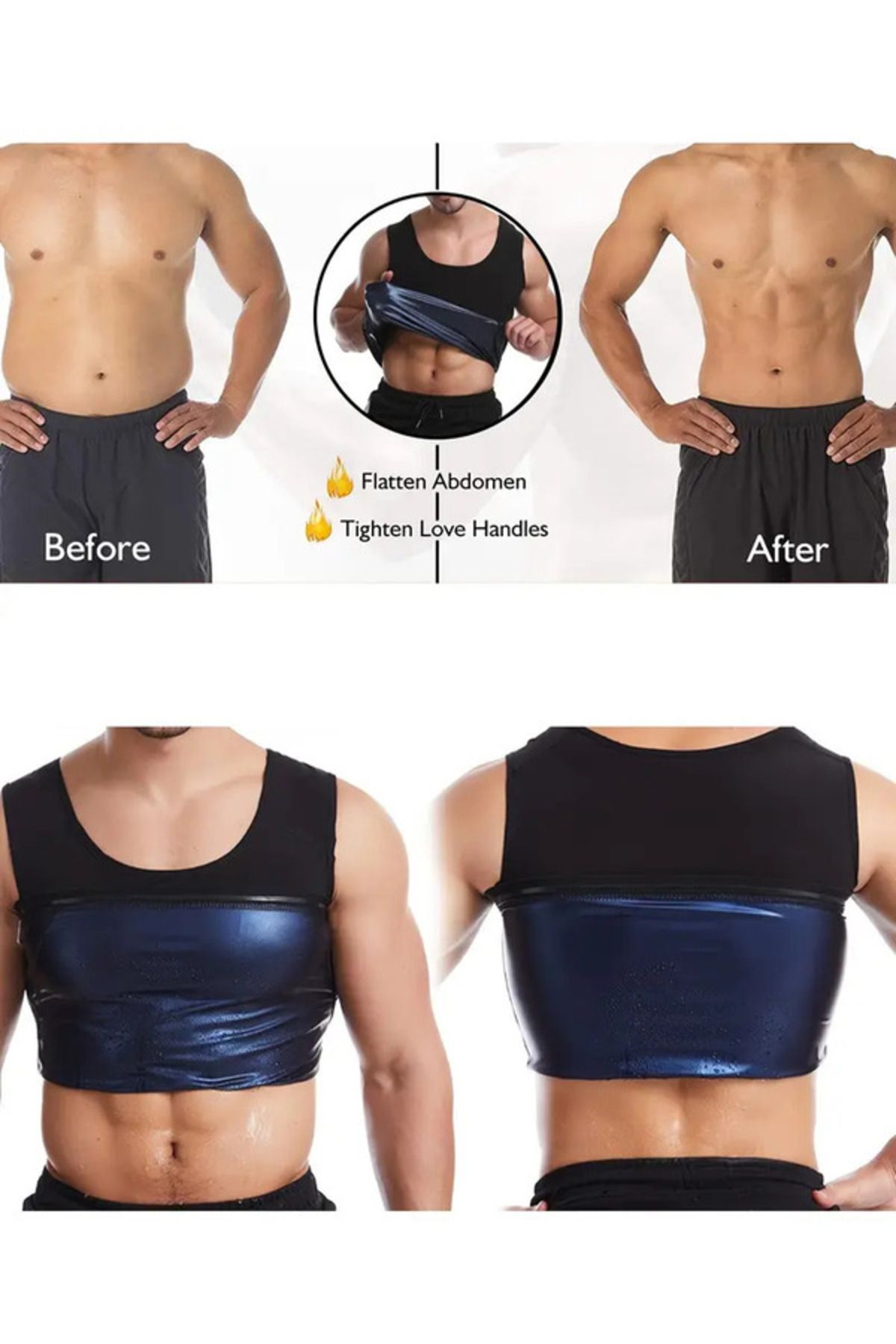 Ankaflex Unisex Ter Yapıcı Zayıflama Sauna Yeleği Yüksek Esneklikli Neopren Kumaş Vücut Şekillendirici Atlet