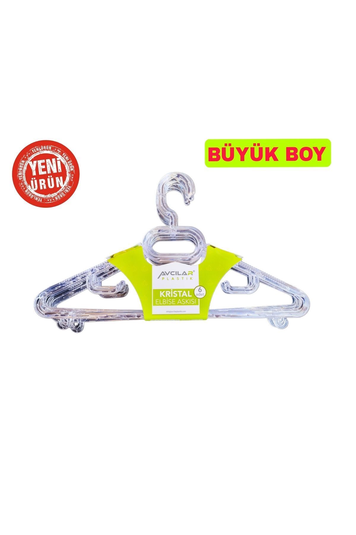 AVCILAR PLASTİK Kalın ve Dayanıklı Şeffaf Elbise Askılık - 6'li-12'li 18'li 24'lu Set, Büyük Boy