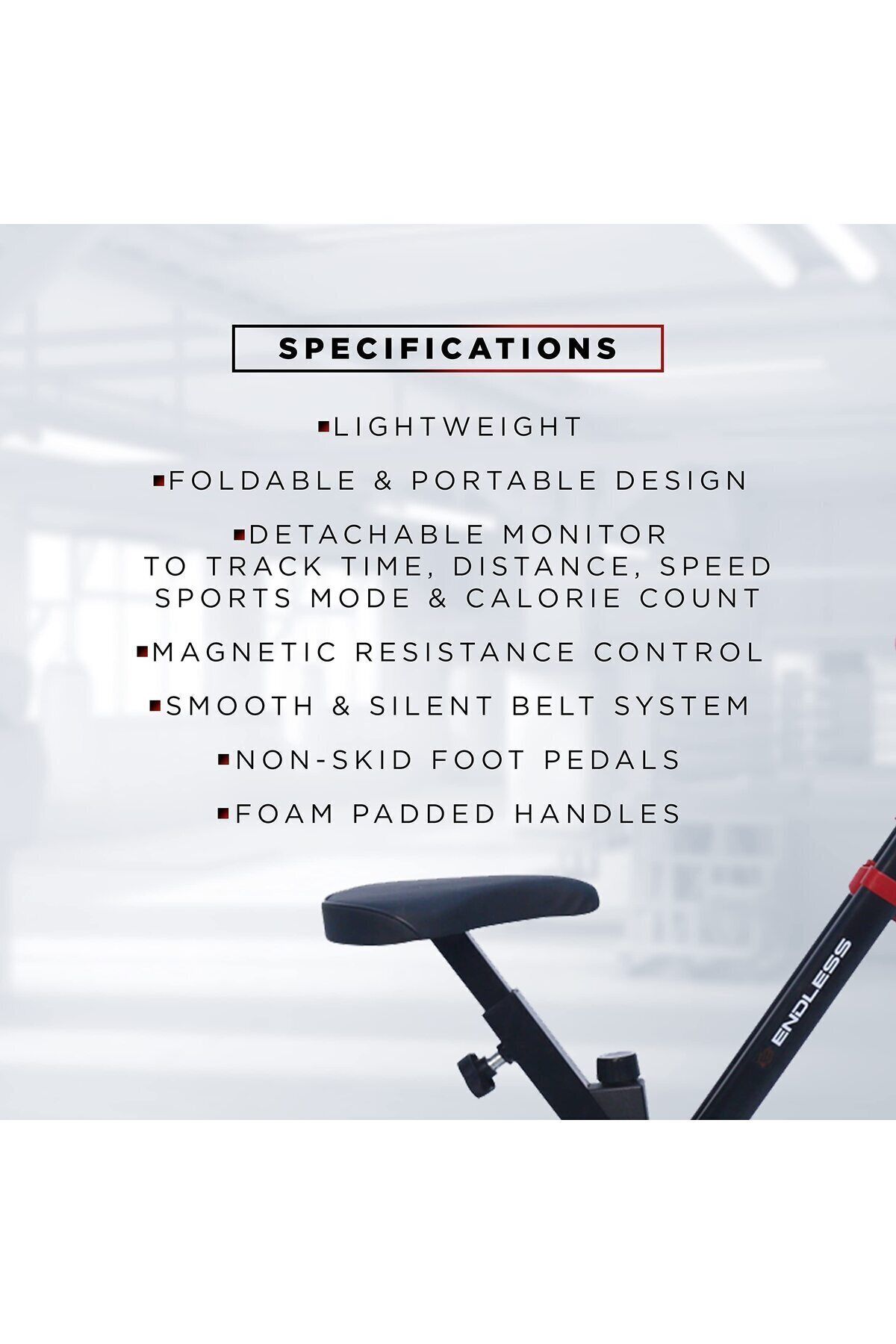 Endless-Steel Foldable Exercise Bike With Speed, Heart Rate, Distance Lcd Digital Display, 110 Kg, Home Gym 7