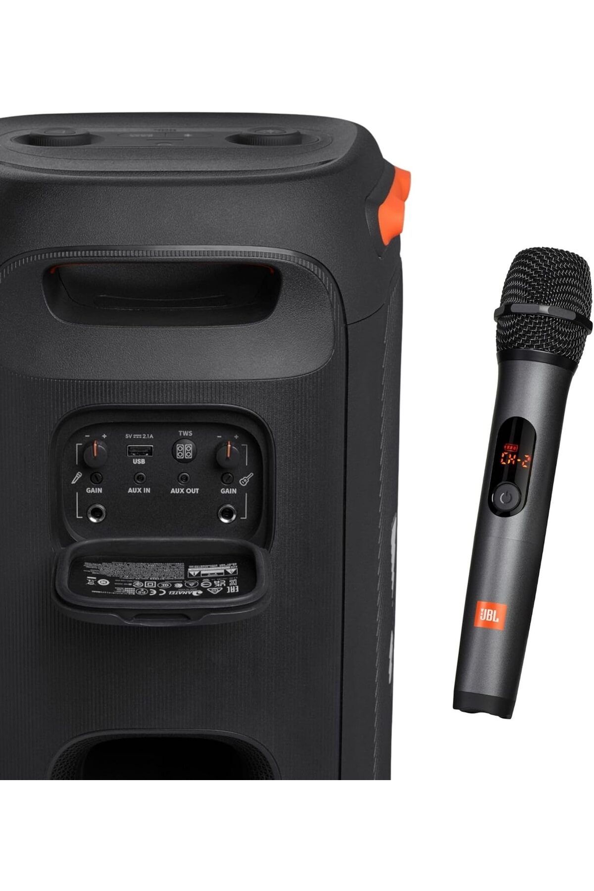 JBL-Party Box 110 and Wireless Microphone Bundle Speaker and Microphone with LED Light Effect, 160W 7