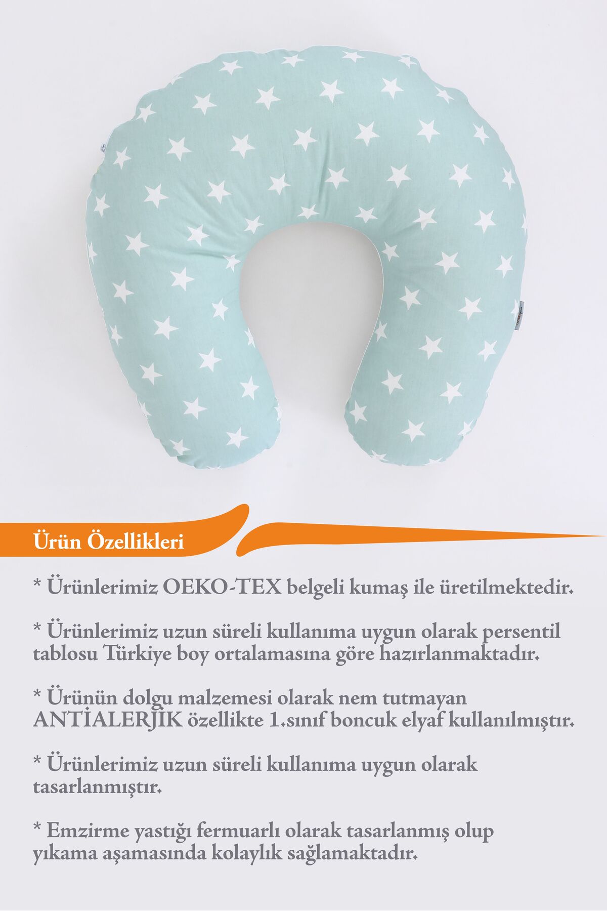 Fisun Baby Çift Taraflı Emzirme Yastığı Bebek Destek Minderi Hamile Yastığı %100 Pamuk - Bebek Yeşili Sarı fotoğrafı 3 (önizleme)