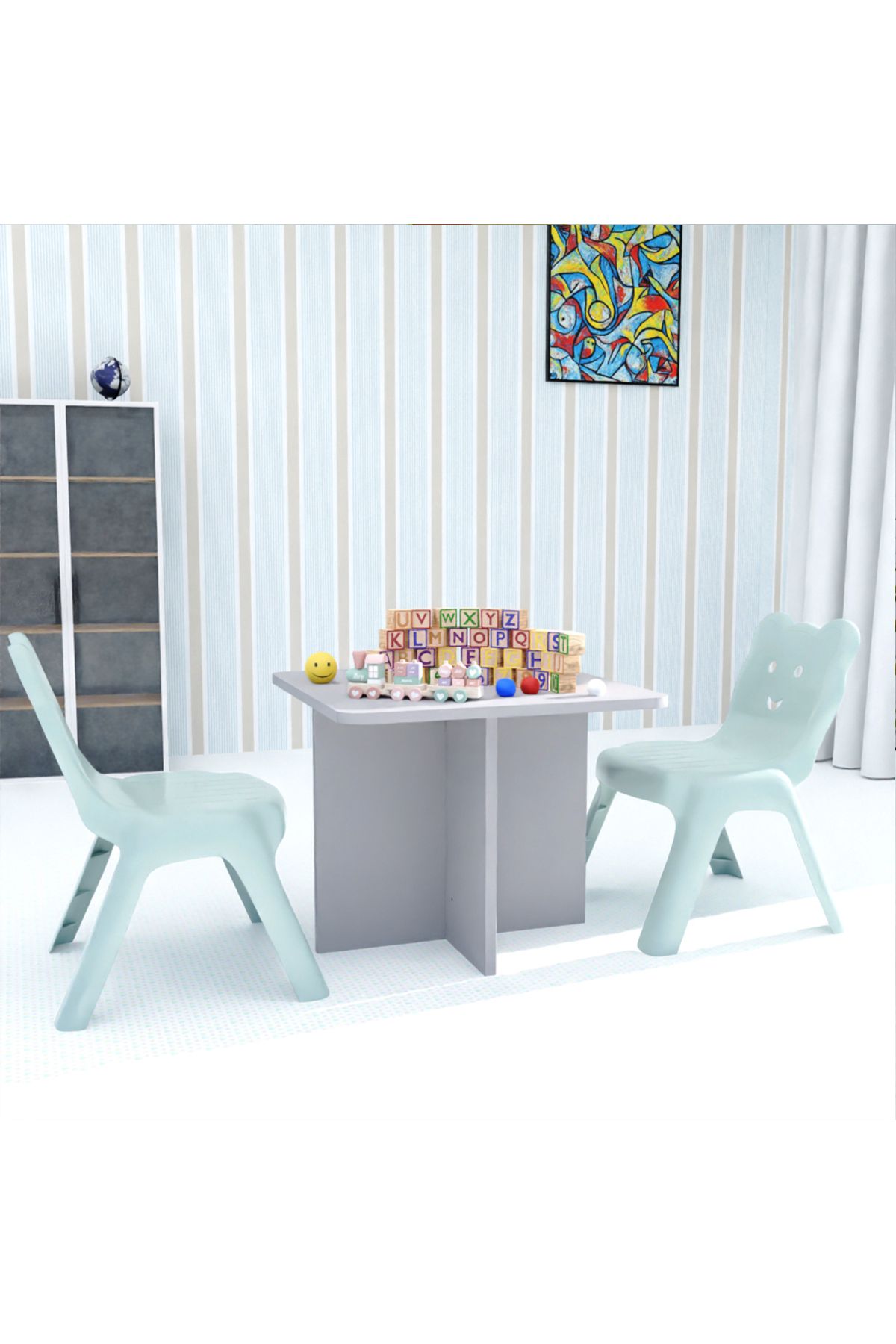 Mahmayi-CH01 Ergonomic Child Desk 60x60x50 Low height With Round Edges (Light Grey, Single Table 60x50cms) 5