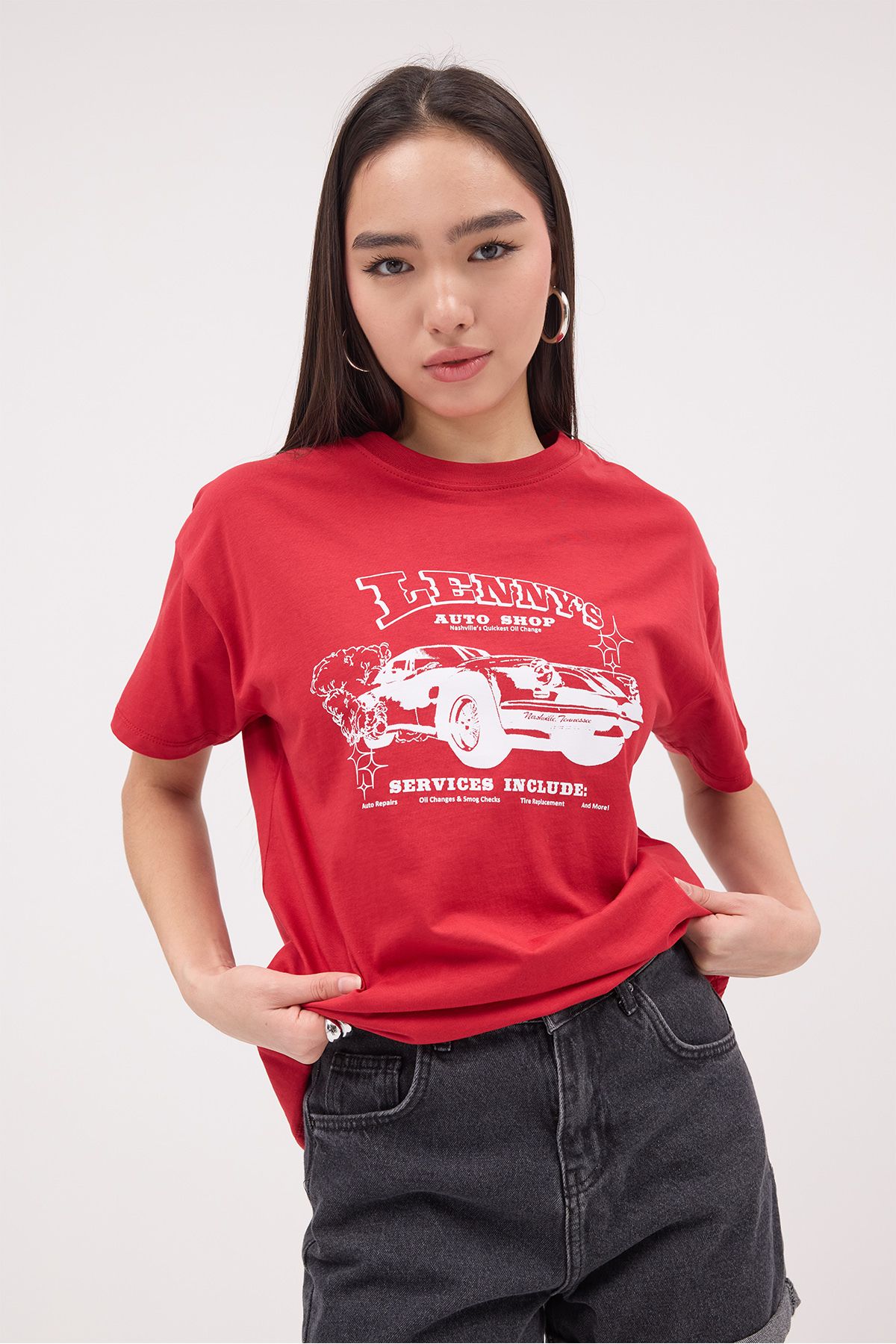 Addax-Car Printed Crew Neck T-Shirt - P10400 4