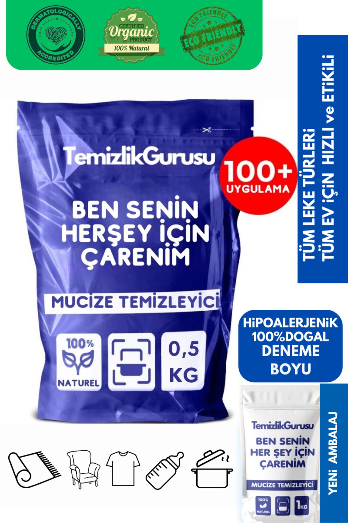 Temizlik Gurusu Çamaşır Ve Yüzey Için Çok Amaçlı Oksijenli Toz Leke Çıkarıcı Ve Beyazlatıcı 0,5 Kg