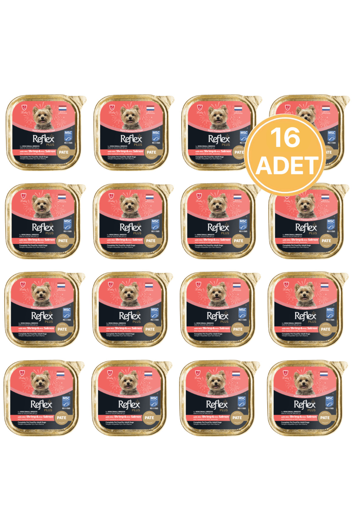 Reflex Plus Pate Karidesli ve Somonlu Küçük Irk Yetişkin Köpek Konservesi 85 Gr (16 Adet)
