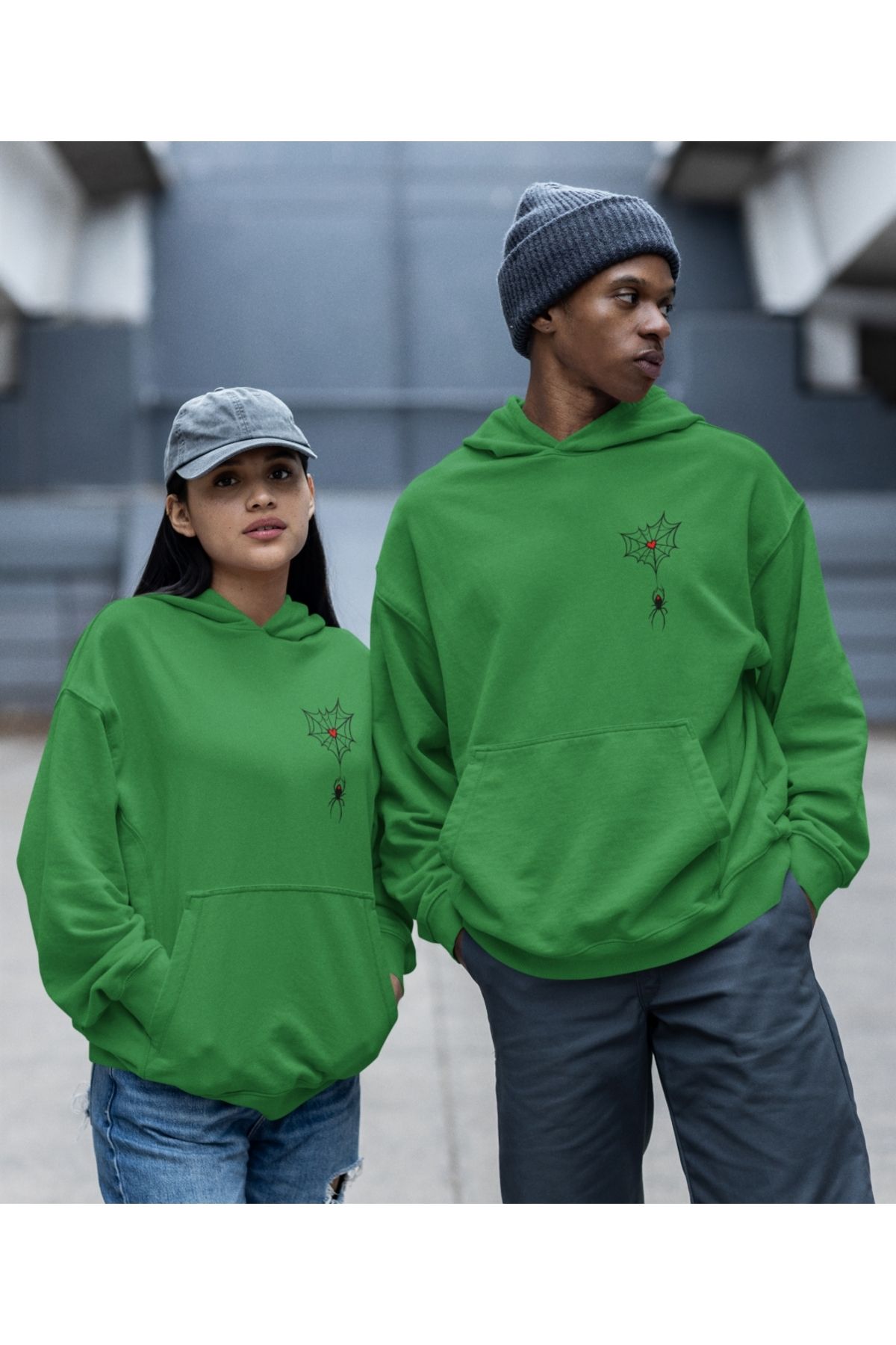 Terziligiyin Your kalpli örümcek ağı sevgili sweatshirt kombini ikili set