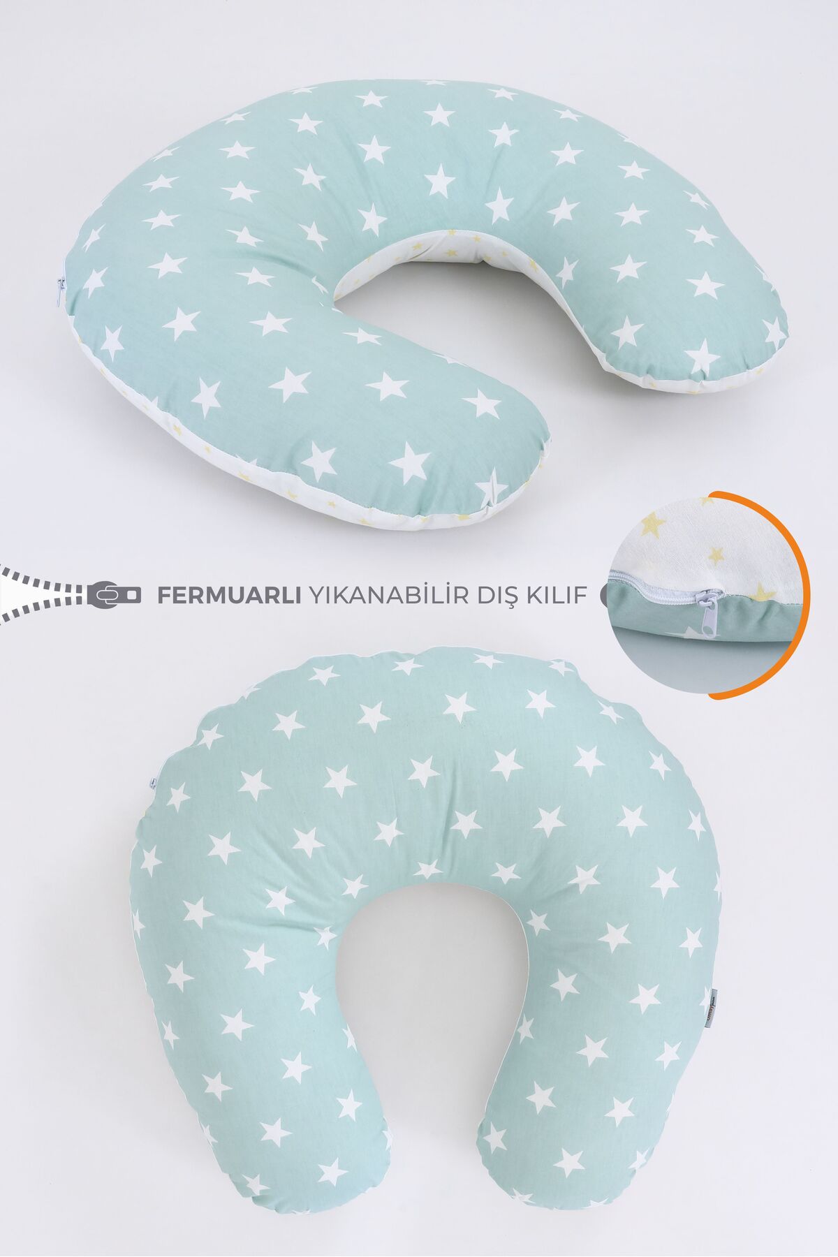 Umaybebek Emzirme Yastığı, Emzirme Önlüğü Set - Pamuklu Kumaş - Yeşil Sarı fotoğrafı 2 (önizleme)