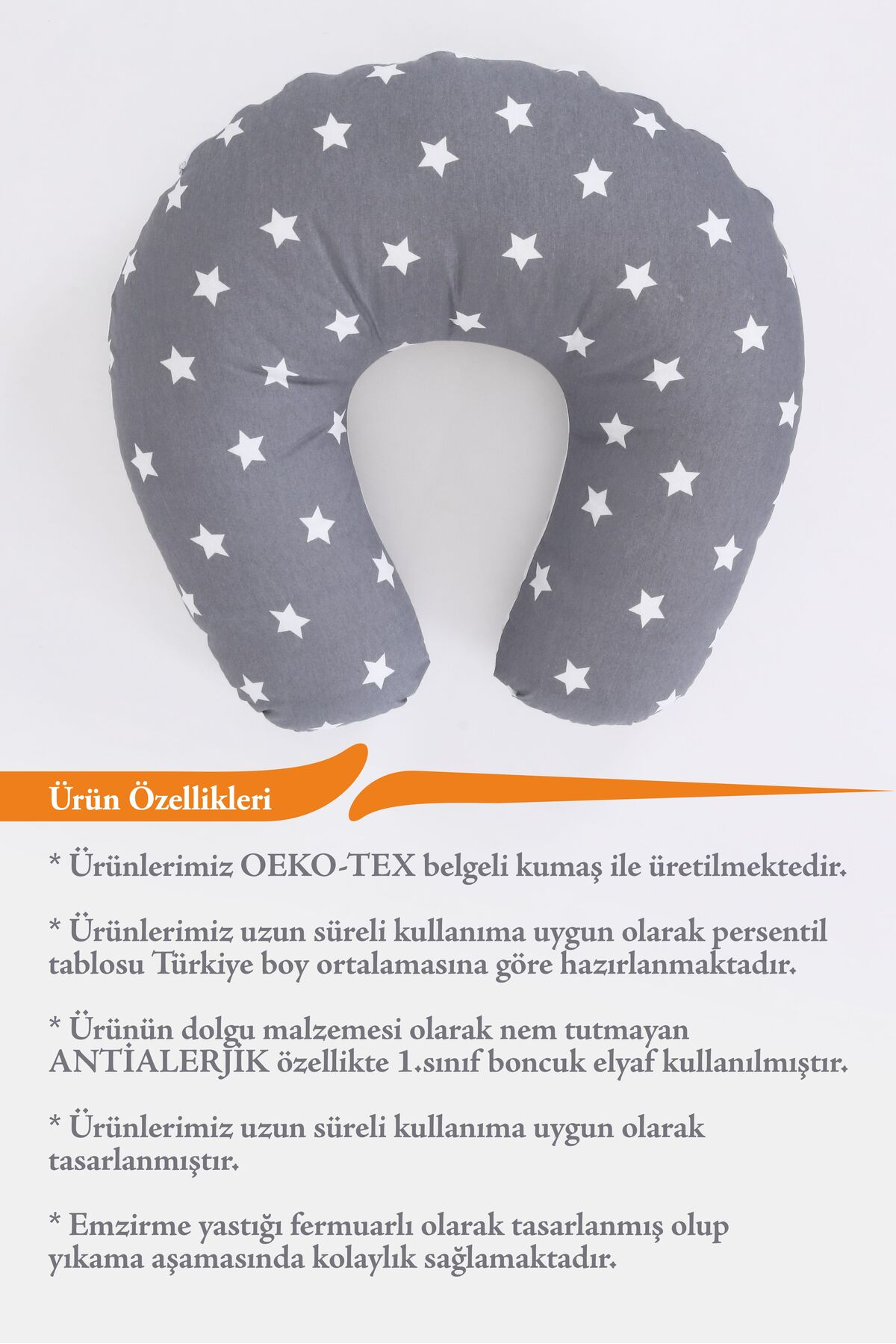 Umaybebek Emzirme Yastığı, Emzirme Önlüğü Set - %100 Pamuk - Koyu Gri / Pudra fotoğrafı 4 (önizleme)