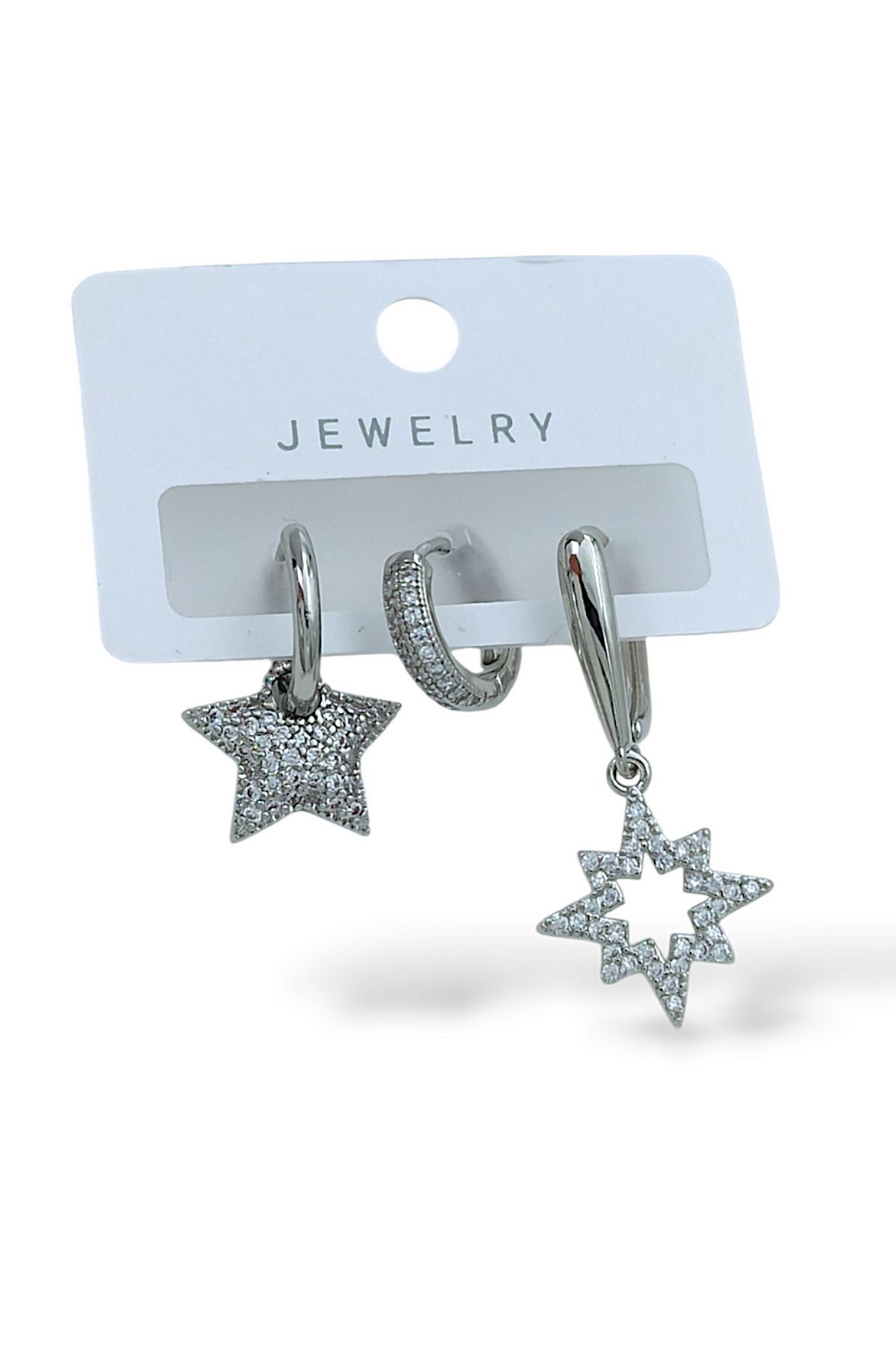 Çlk Accessories-Premium North Star Earrings with Stone Detail - 3-Piece Combination 35613 2