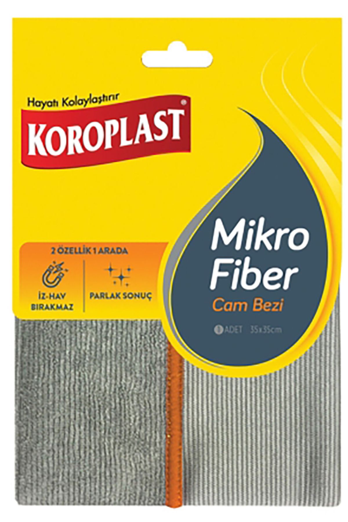 Kamdu Koroplast 1 Adet 35x35cm Gri Renk Mikrofiber Cam Bez