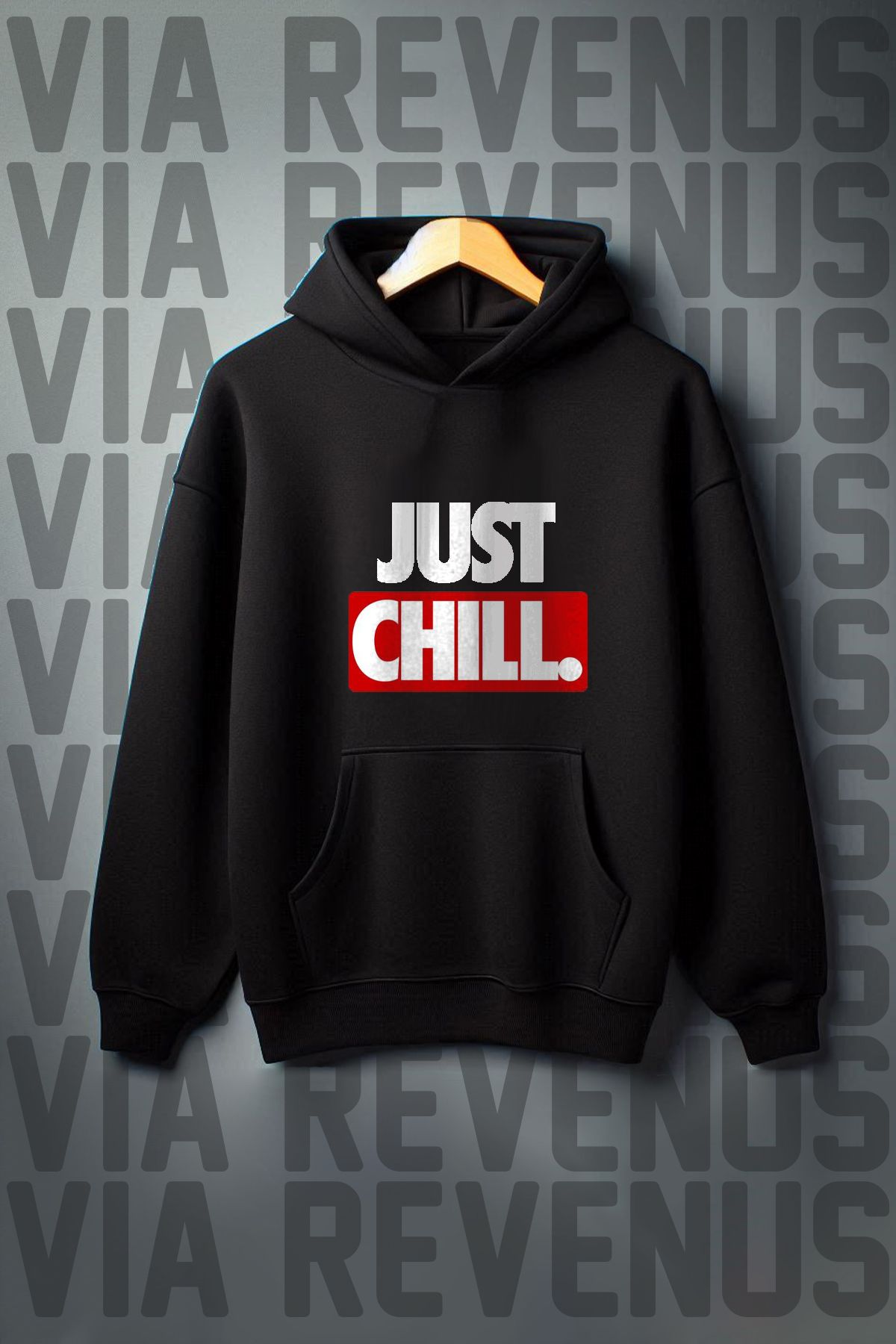 Vordevia Just Chill Baskılı Kapüşonlu Sweatshirt