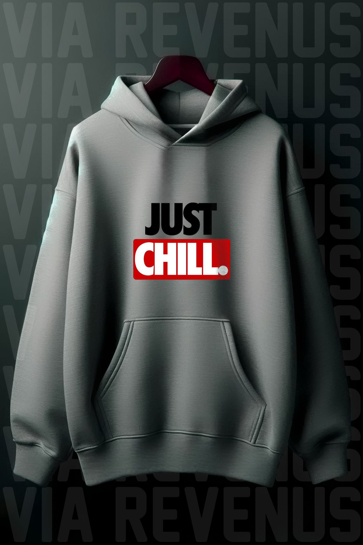 Vordevia Just Chill Baskılı Kapüşonlu Sweatshirt