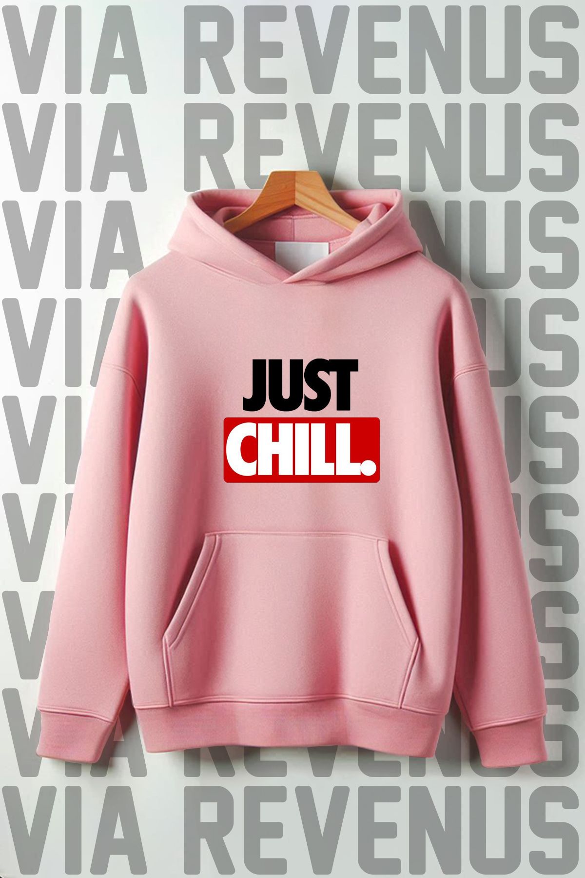 Vordevia Just Chill Baskılı Kapüşonlu Sweatshirt