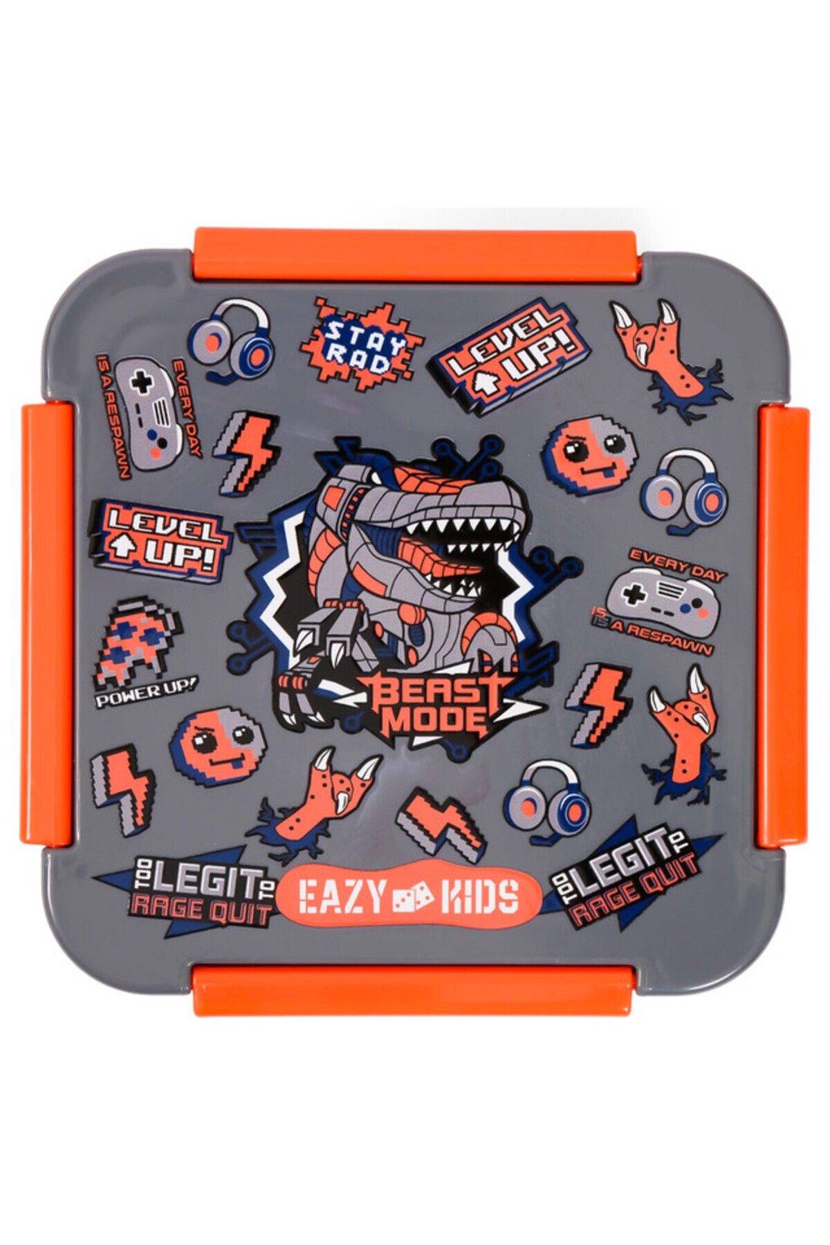 Eazy Kids-Lunch Box, Dinosaur - Grey, 650ml 7